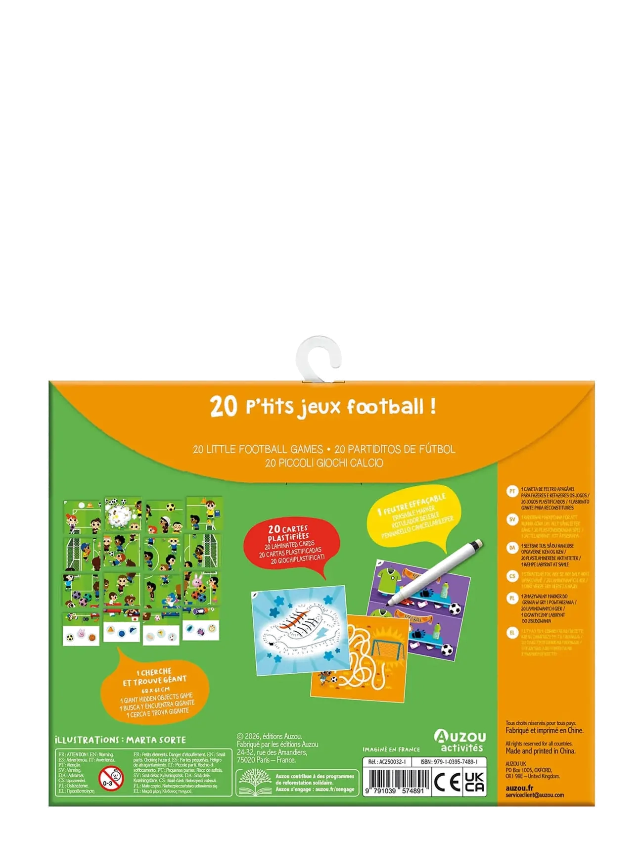 Auzou - Activity Cards - 20 Football Games - pædagogiske spil - multi - 1