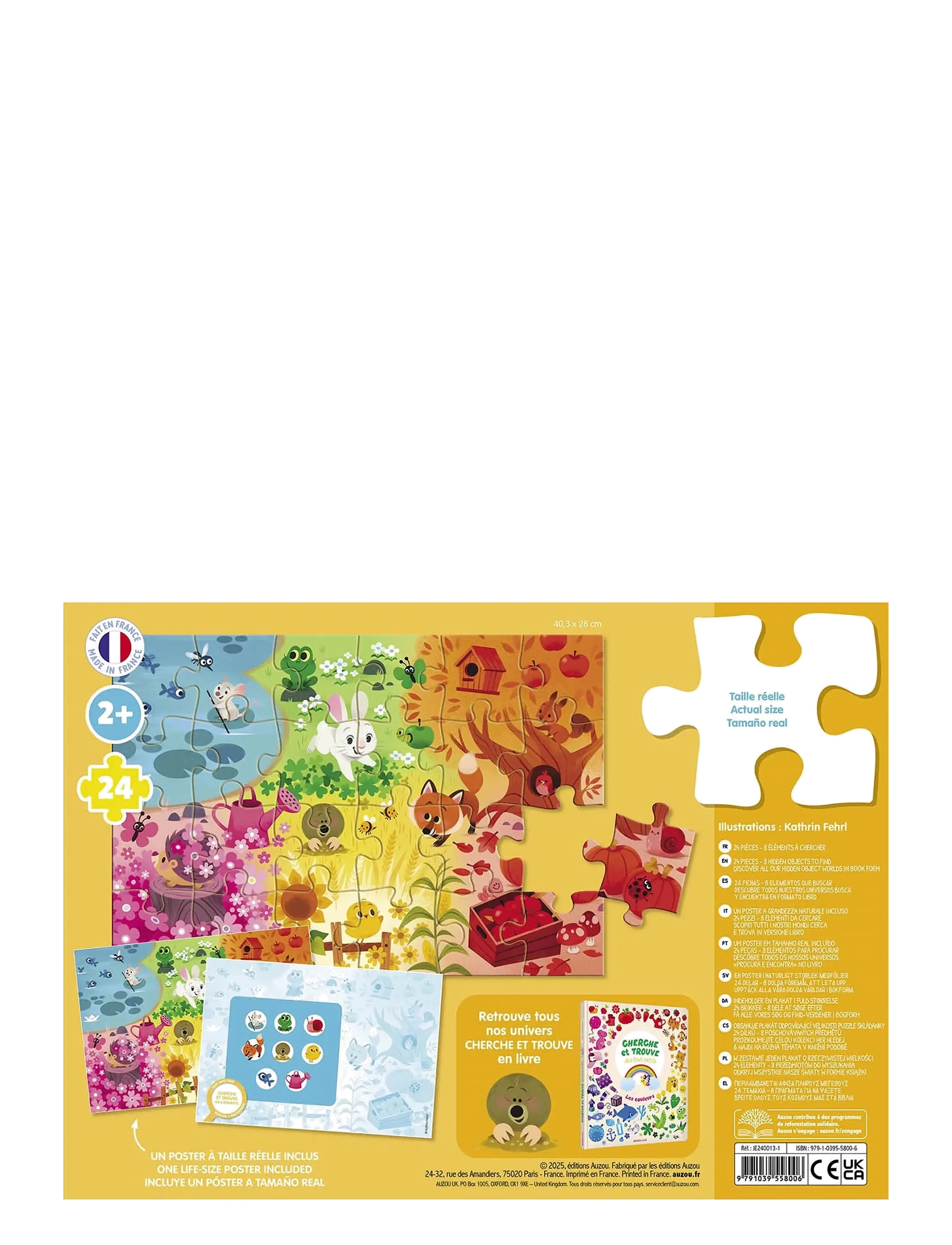 Auzou - Puzzle 24 pcs - Seek & Find - Colours - pædagogiske puslespil - multi - 1