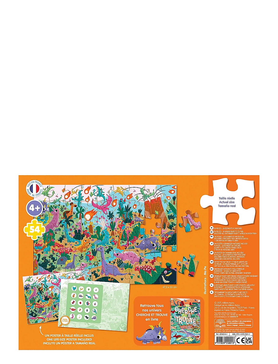 Auzou - Puzzle 54 pcs - Seek & Find - Dinosaurs - klassikalised pusled - multi - 1