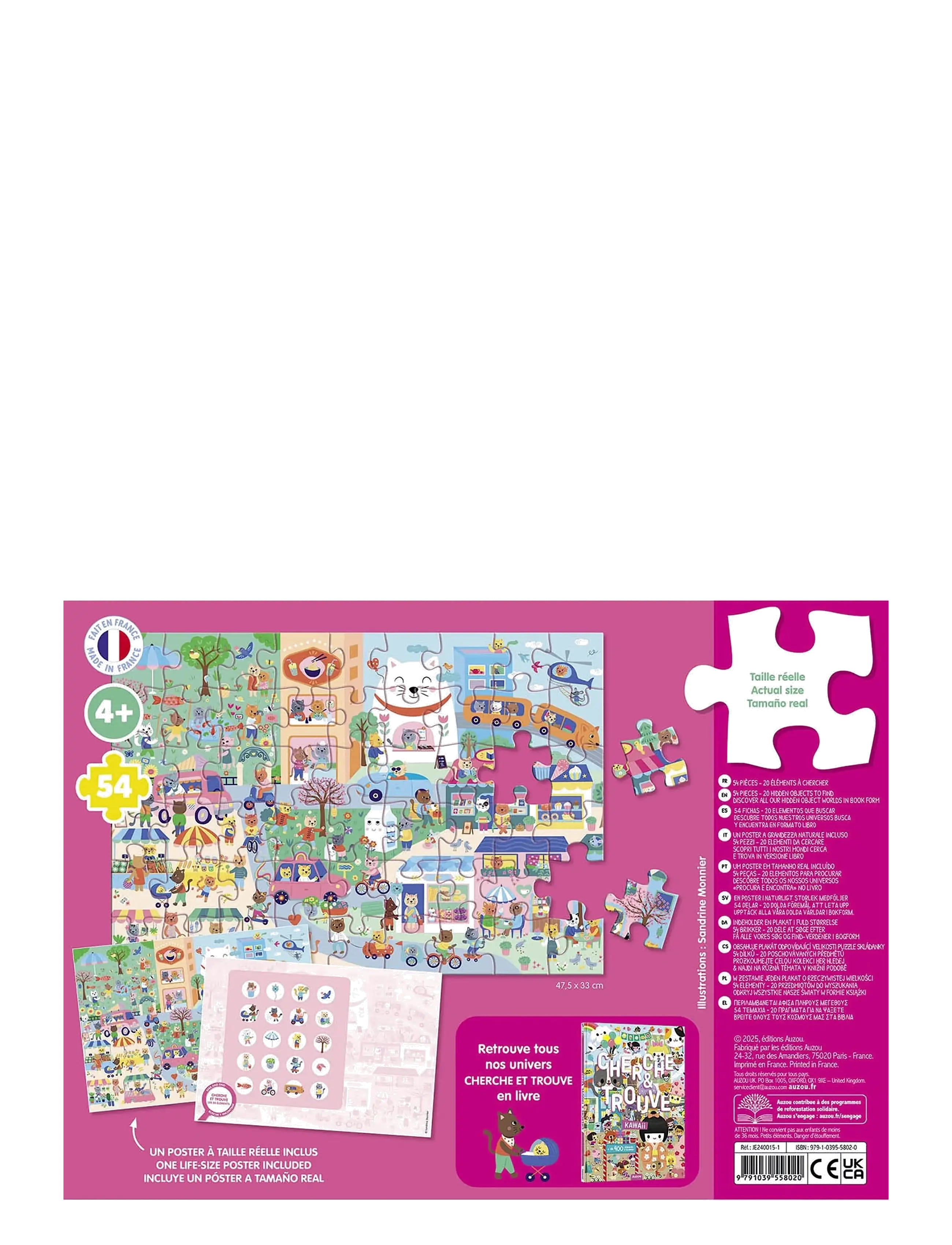 Auzou - Puzzle 54 pcs - Seek & Find - Kawaii - klassiske puslespil - multi - 1