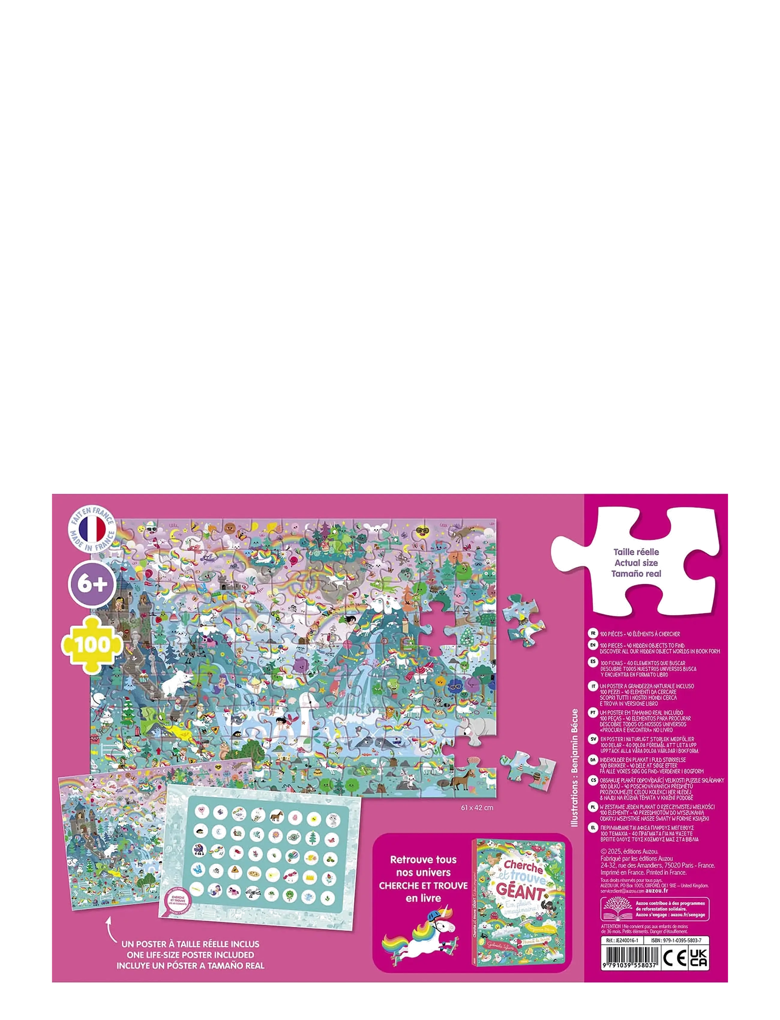 Auzou - Puzzle 100 pcs - Seek & Find - Unicorns - pædagogiske puslespil - multi - 1