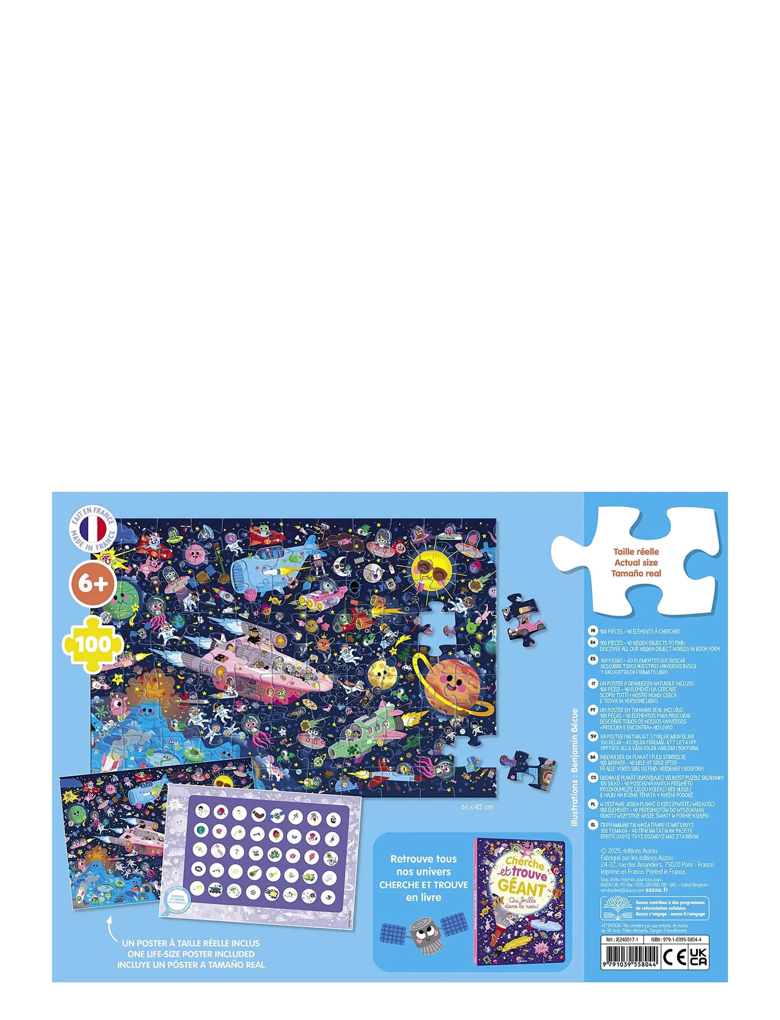 Auzou - Puzzle 100 pcs - Seek & Find - Space - klassiska pussel - multi - 1