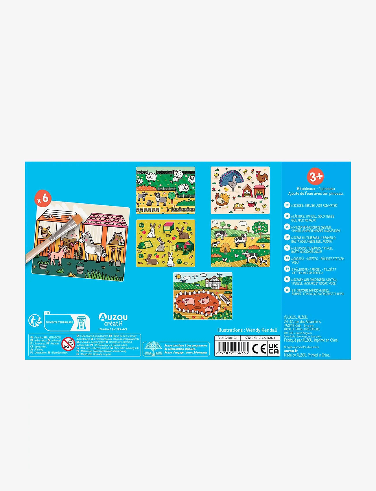 Auzou - Magic Water Painting - Farm - värvimis- & käsitööraamatud - multi - 1