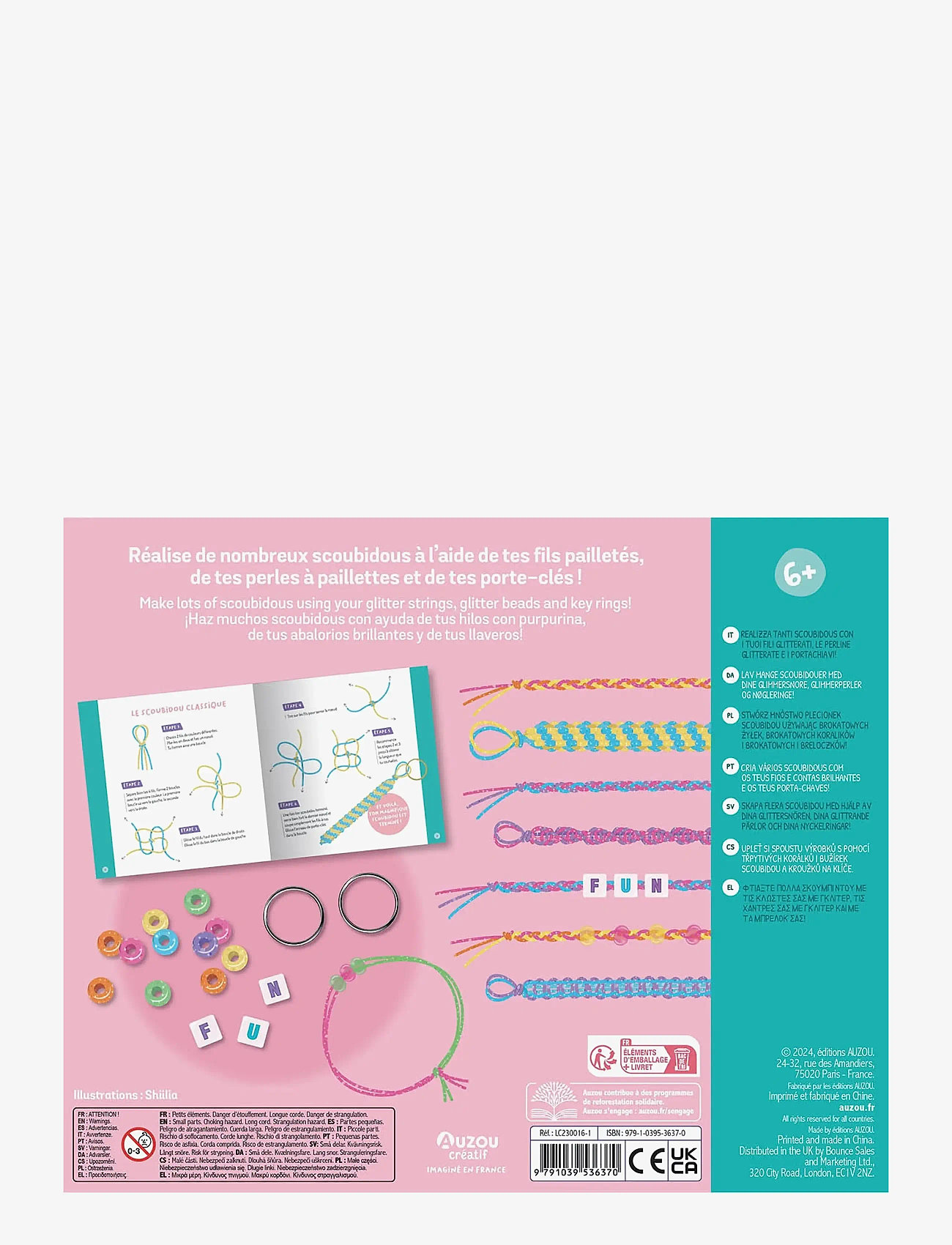 Auzou - Activity Kit - Glitter Scoubidou Bracelets - käsitöökomplekt - multi - 2