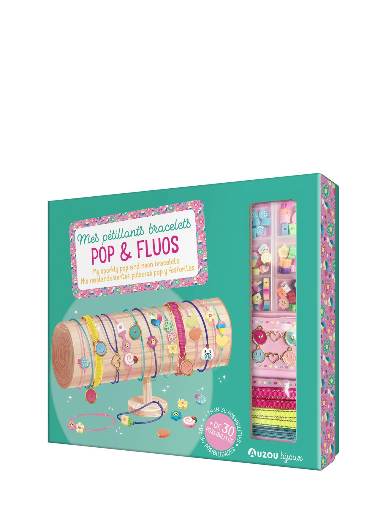 Auzou Jewellery Factory Sparkly Pop And Neon Bracelets, One Size, Craft, Mehrfarbig/gemustert - Pearls, Kinder