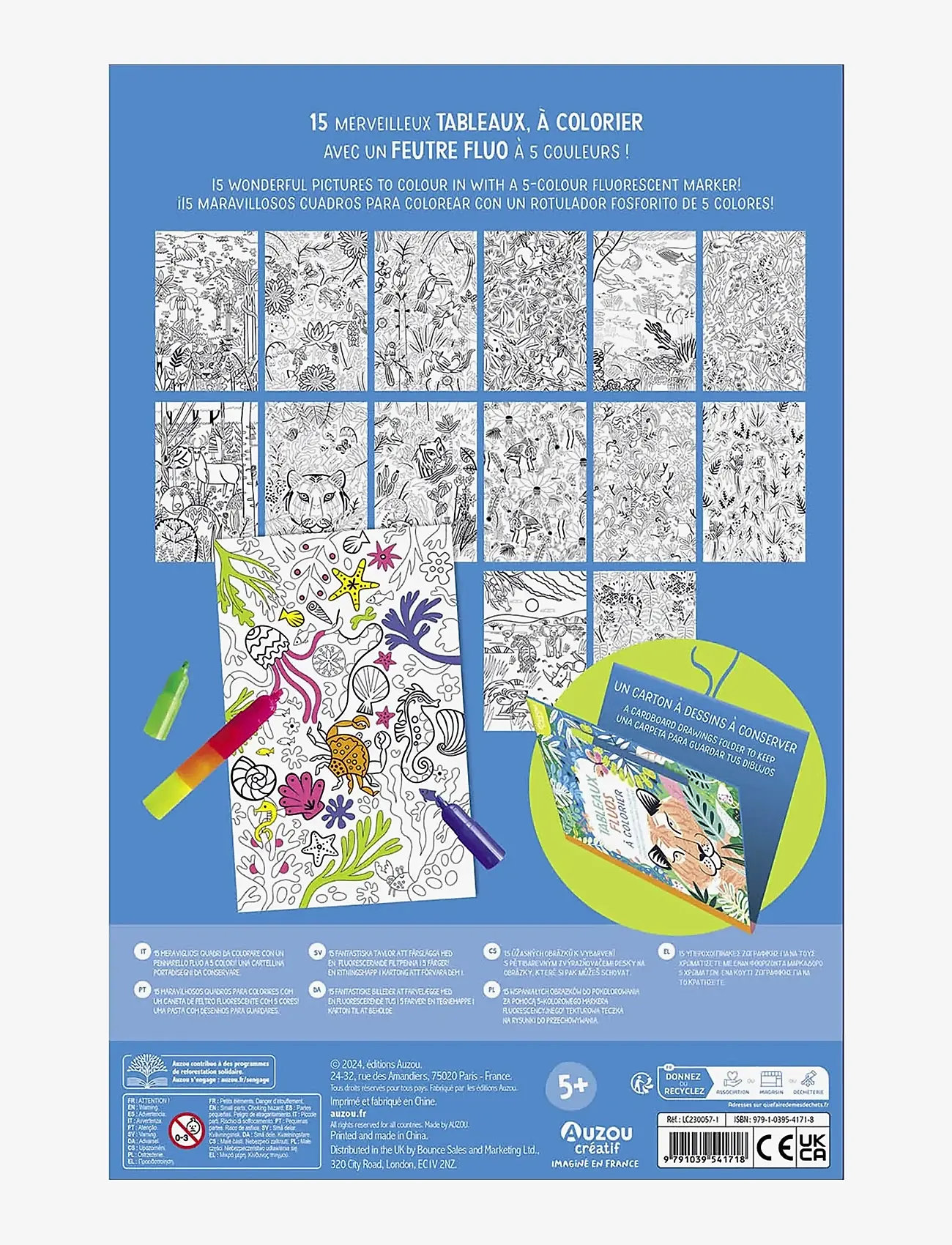 Auzou - Colouring Book - Fluorescent Paintings - värvimis- & käsitööraamatud - multi - 2
