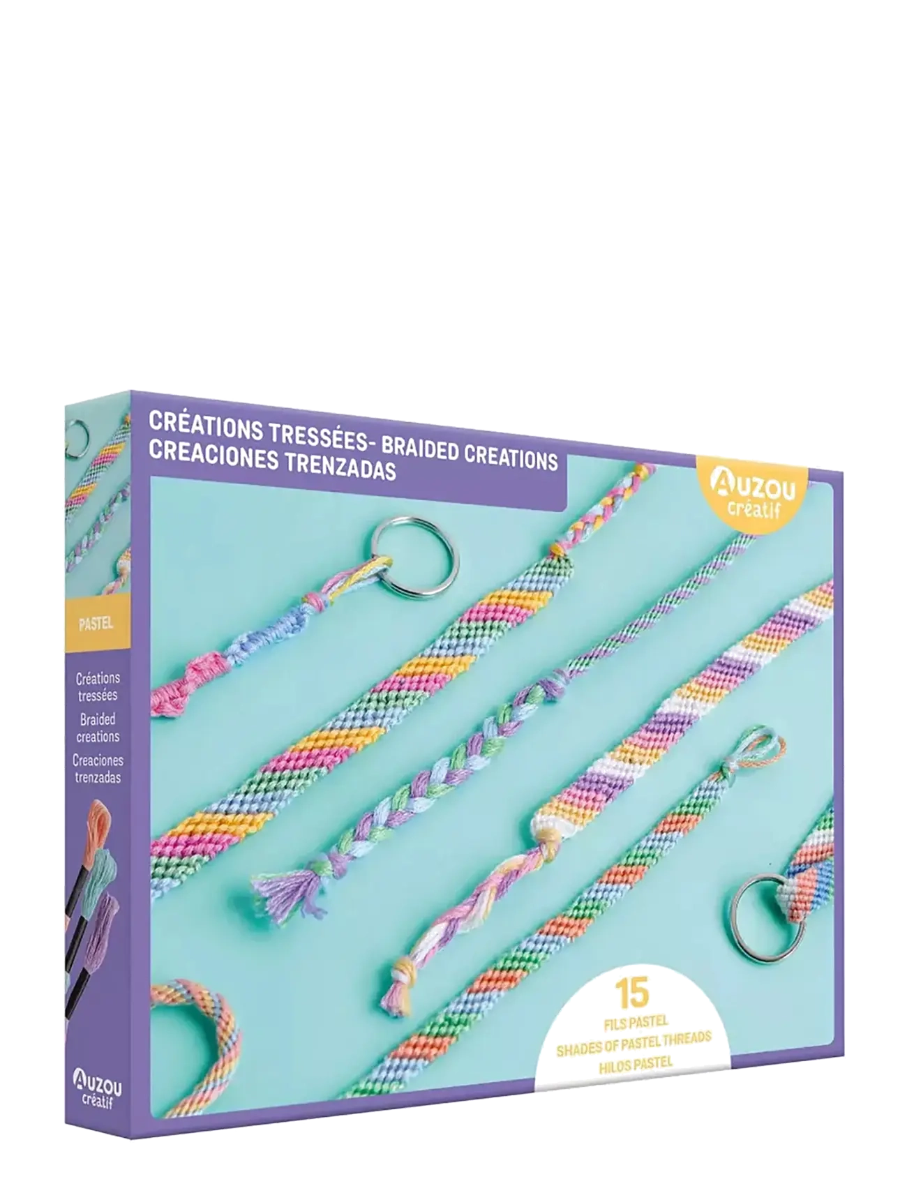 Auzou Artist Kit 3 Braided Keyrings, One Size, Craft, Mehrfarbig/gemustert - Craft Sets, Kinder