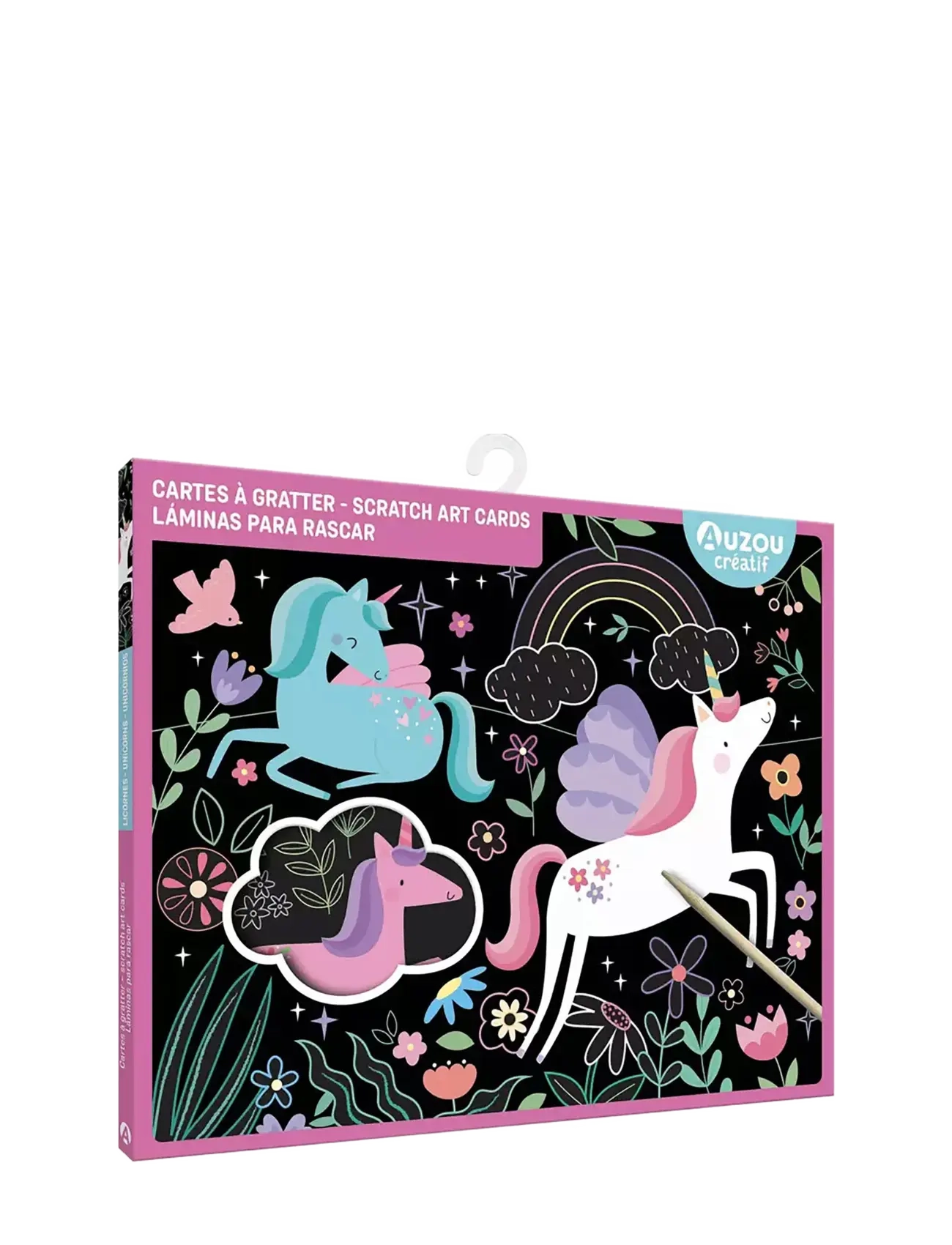 Auzou Scratch Art Cards Unicorns, One Size, Craft, Mehrfarbig/gemustert - Craft Sets, Kinder