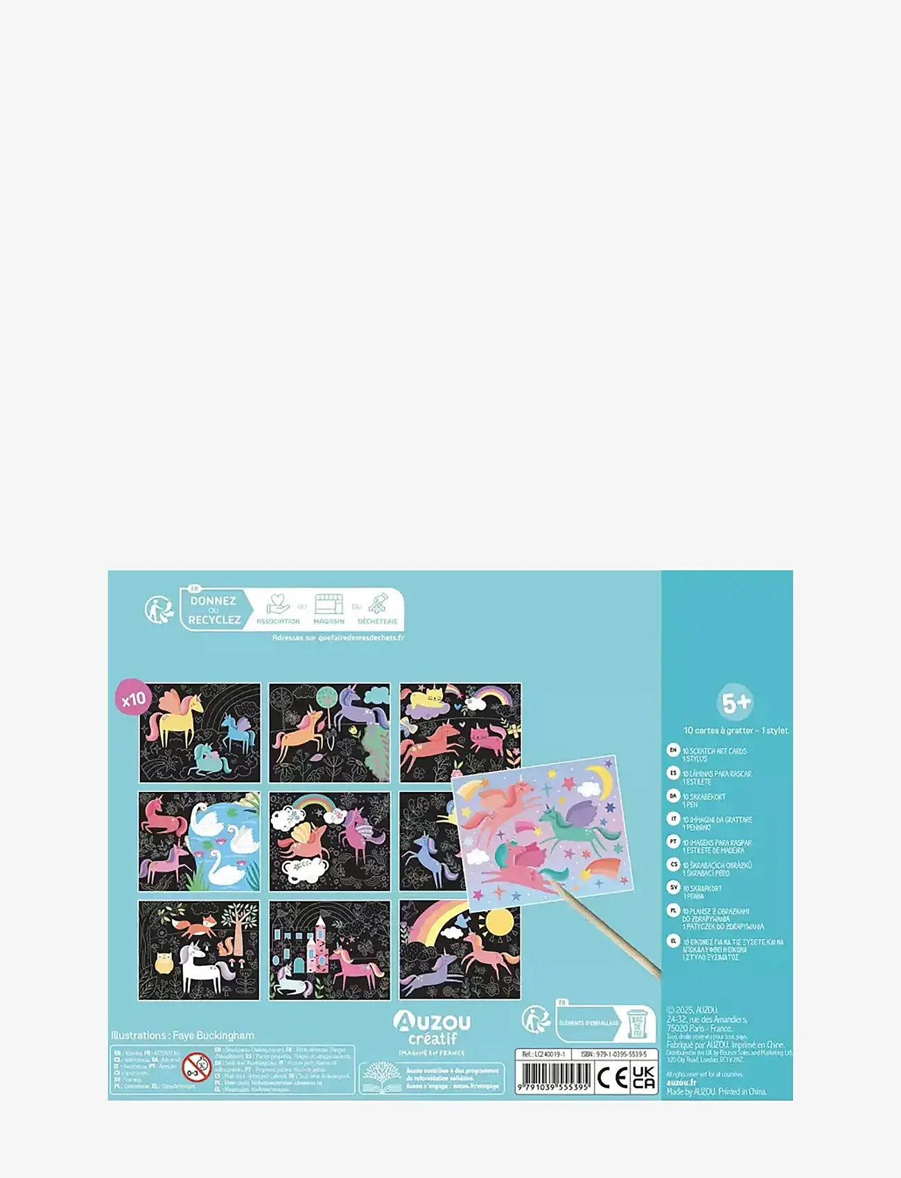 Auzou - Scratch Art Cards - Unicorns - pysselset - black - 1