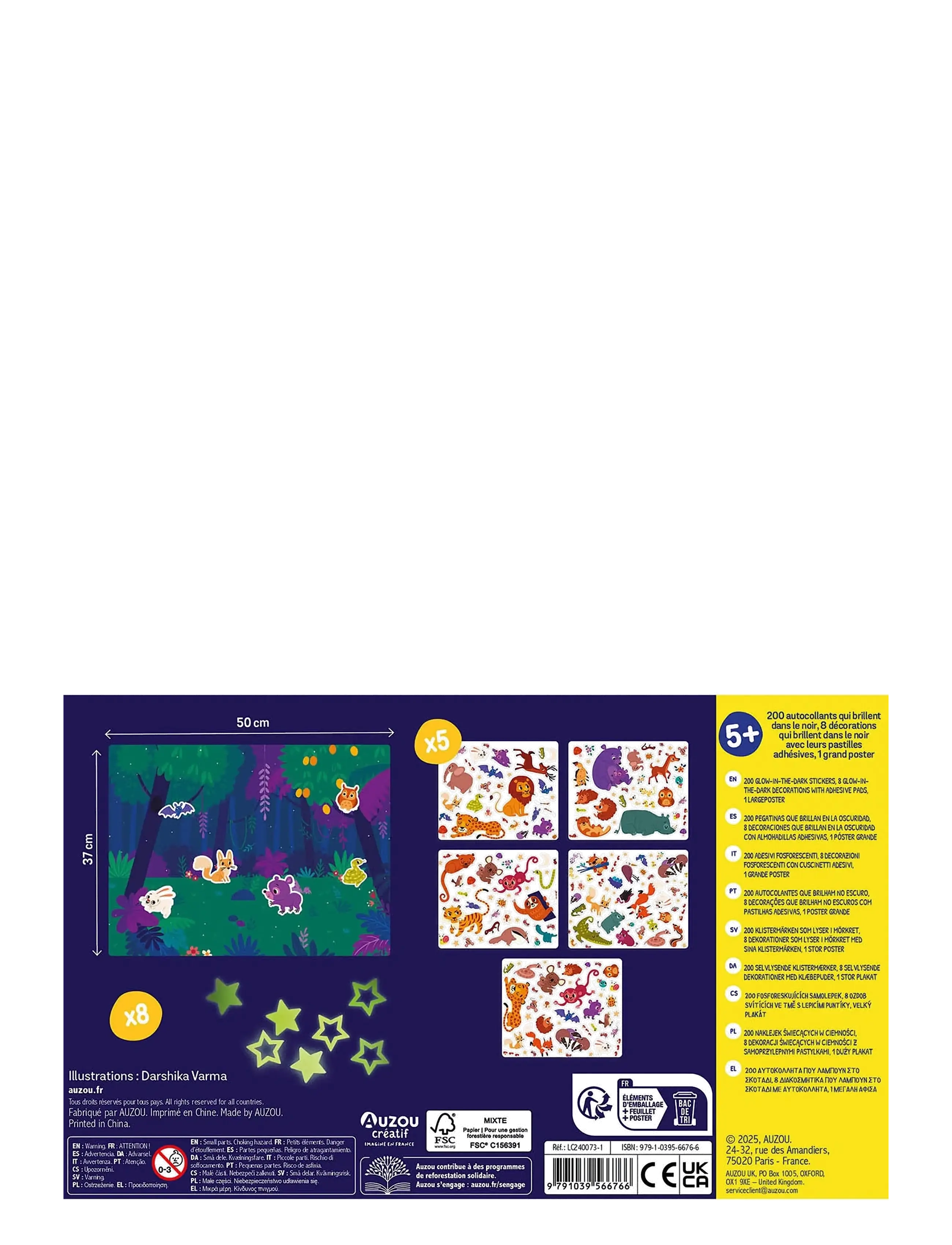 Auzou - Activity Kit - Stickers 200 pcs - Glow in the Dark - klistermærker - multi - 1
