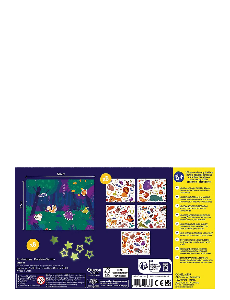 Auzou - Activity Kit - Stickers 200 pcs - Glow in the Dark - límmiðar - multi - 1