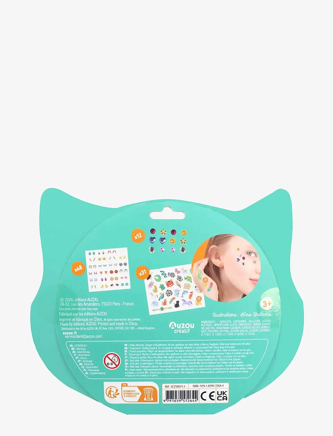 Auzou - Total look - Tattoos Ear stickers Face strass - Animals - craft sets - multi - 2