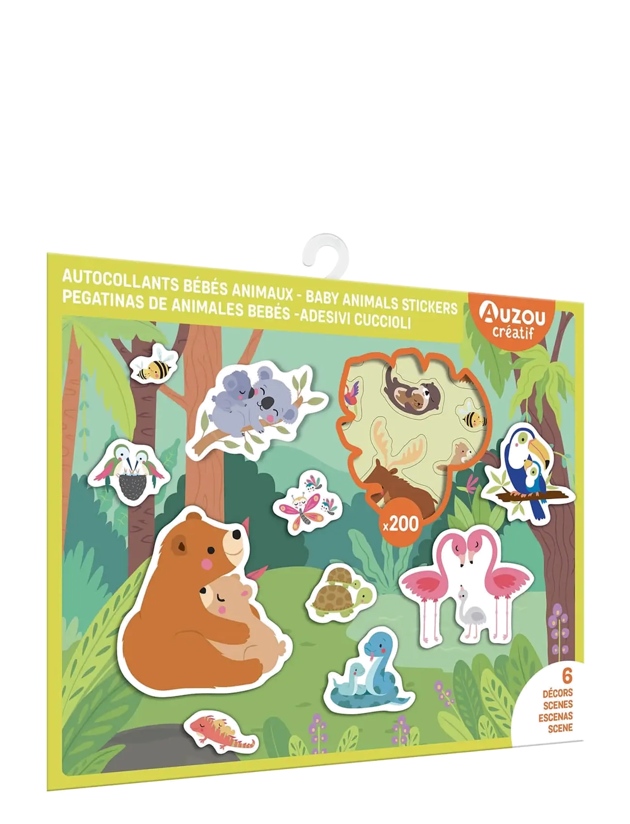 Auzou Stickers Baby Animals 200 Pcs, One Size, Craft, Mehrfarbig/gemustert - Stickers, Kinder