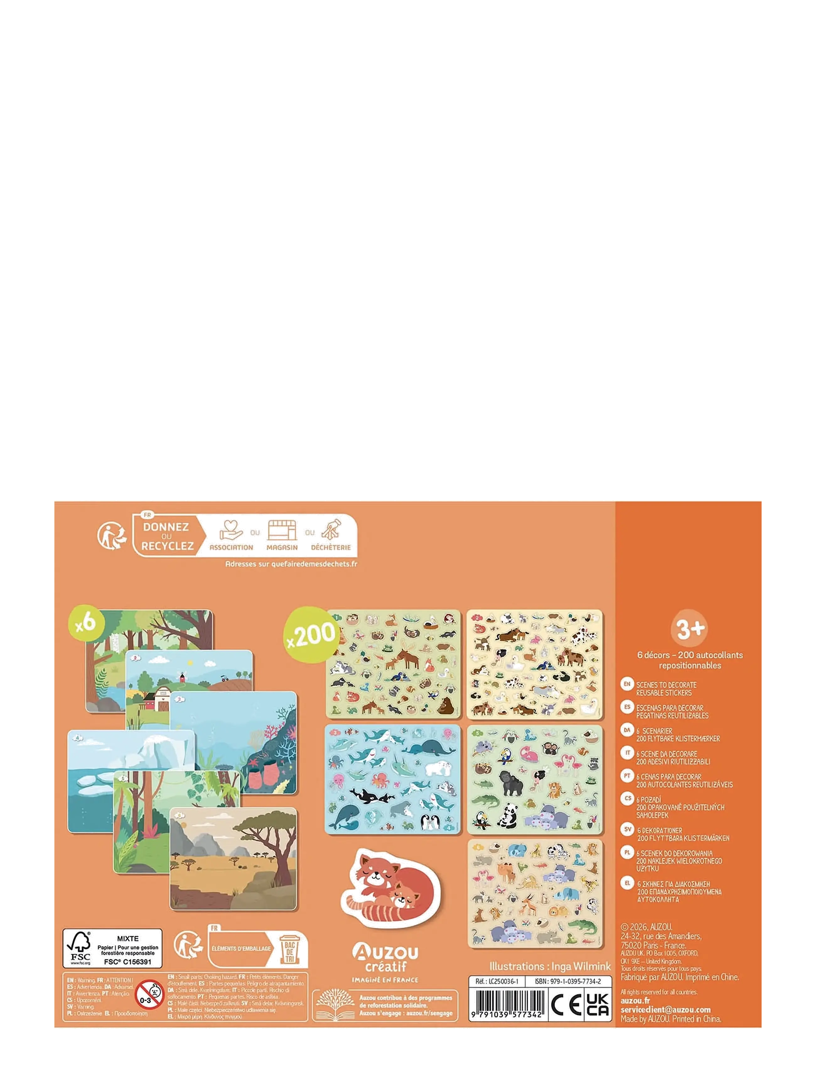 Auzou - Stickers - Baby Animals 200 pcs - klistermærker - multi - 1