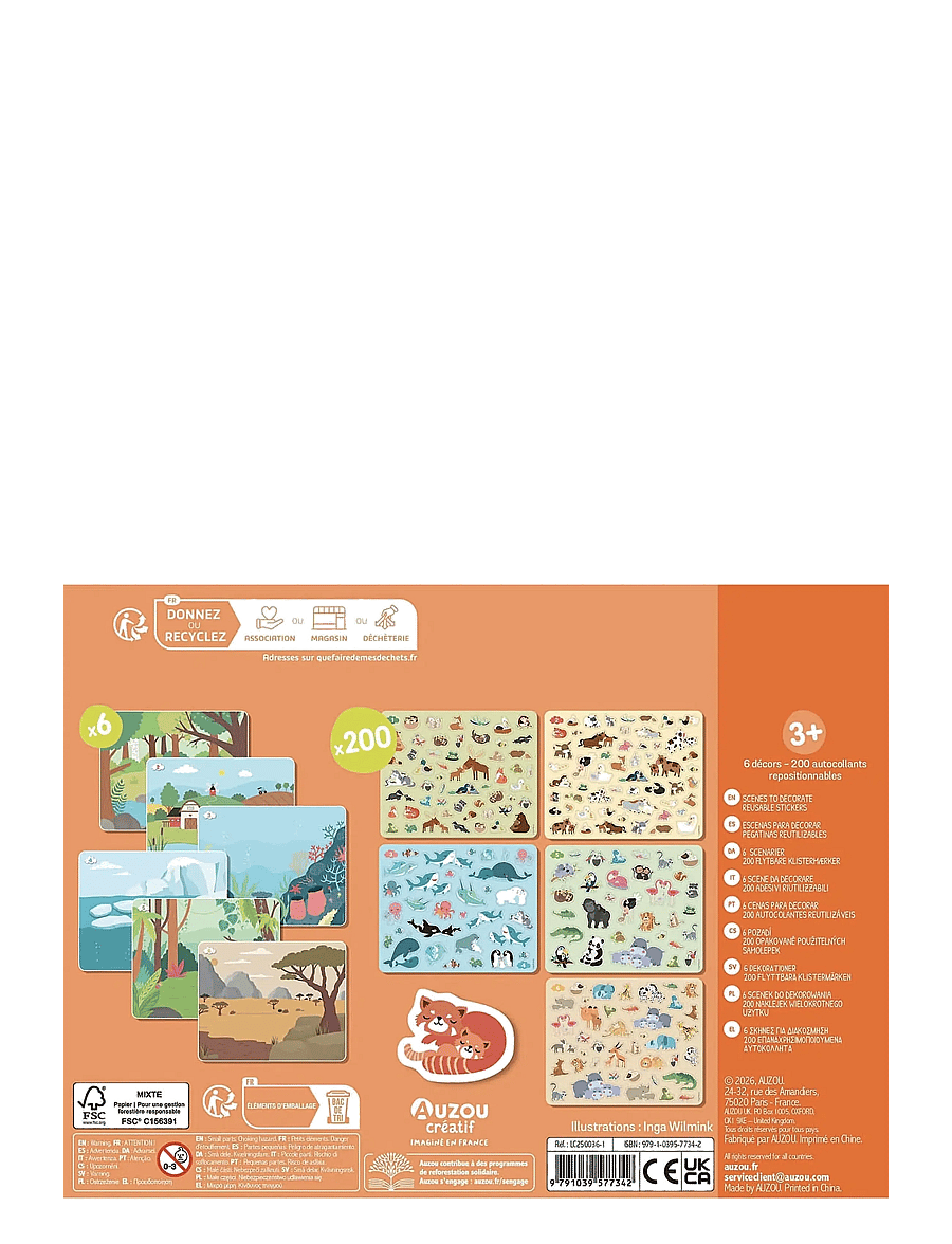 Auzou - Stickers - Baby Animals 200 pcs - kleebised - multi - 1