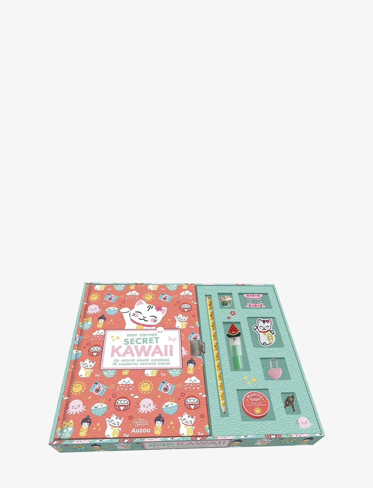 Auzou - Stationery - Kawaii Notebook with Lock - värvimis- & käsitööraamatud - green - 0