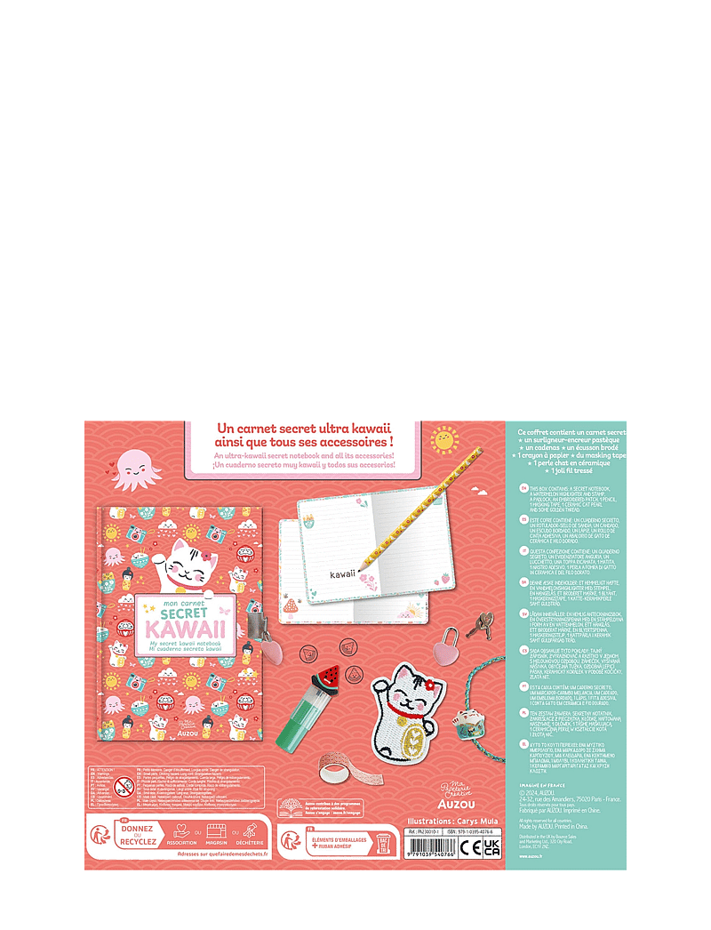 Auzou - Stationery - Kawaii Notebook with Lock - värvimis- & käsitööraamatud - green - 1