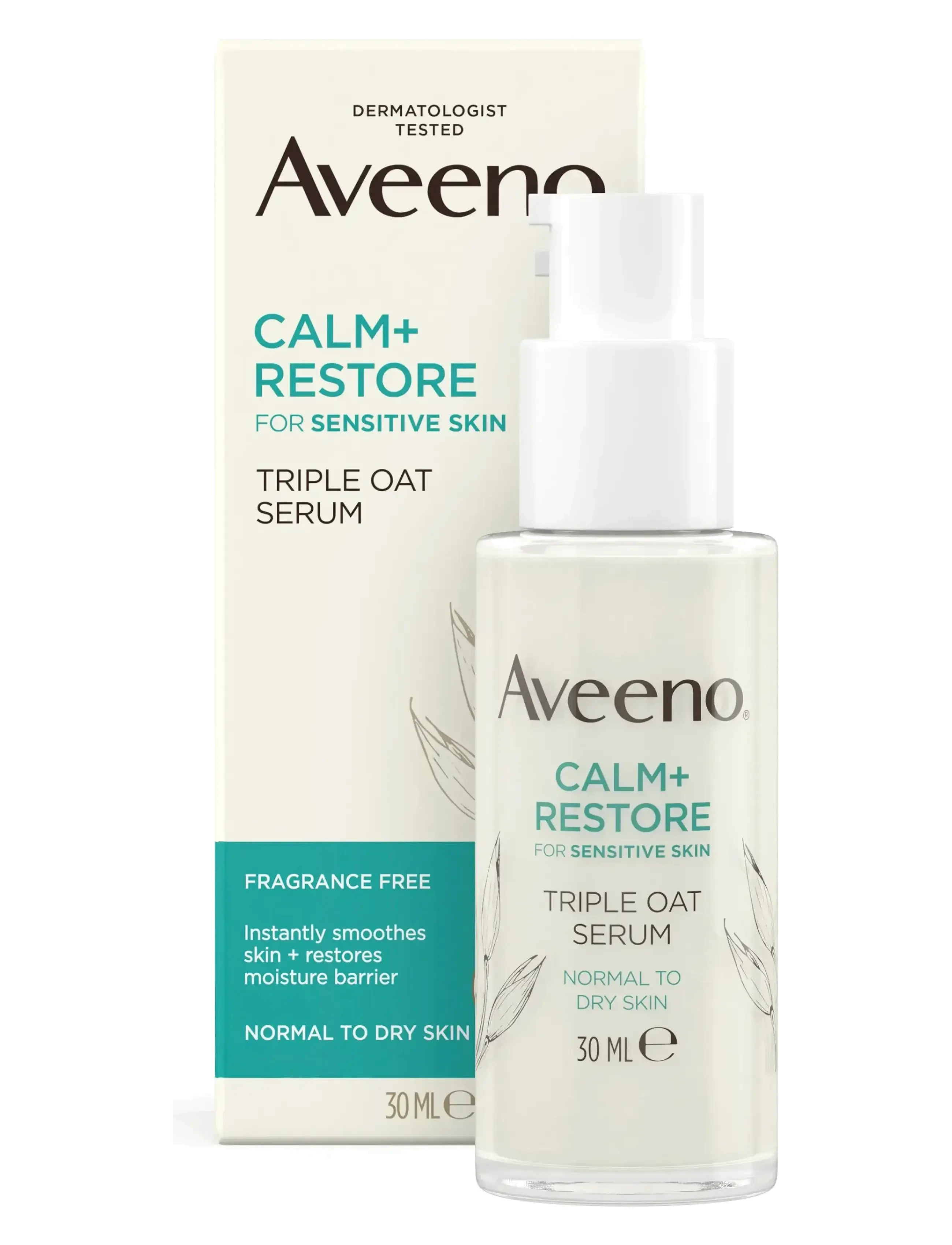 Aveeno Calm+Restore Triple Oat Serum 30Ml, Serum, Hvid, Str: 30 ML