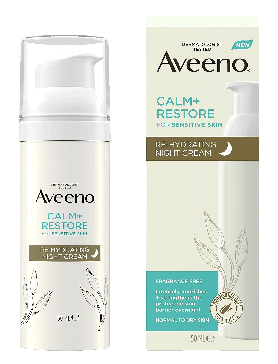Aveeno - Aveeno CALM+RESTORE Re-Hydrating Night Cream 50ml - nattkräm - clear - 0