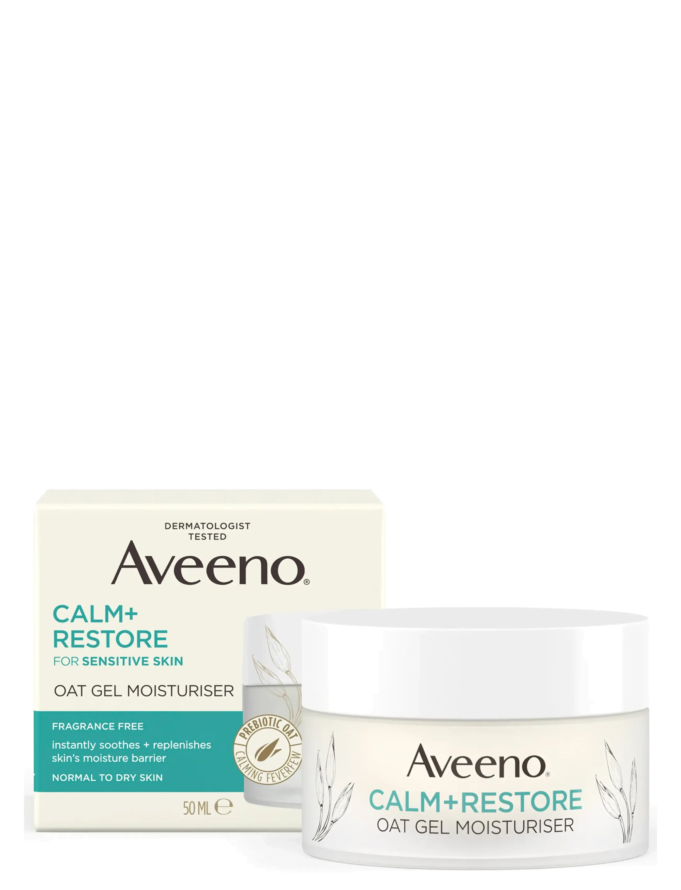Aveeno Aveeno Calm+Restore Oat Gel Moisturiser 50 ml, 50 ml, White, Fugtighedscreme > Dagcreme, Dame