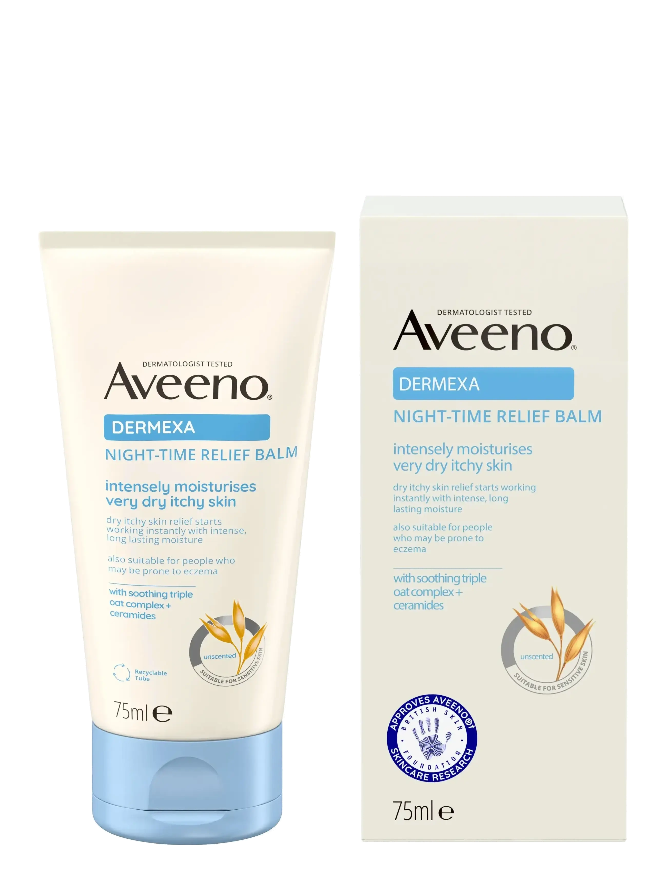 Aveeno Aveeno Night-Time Relief Balm 75 ml, 75 ml, White, Fugtighedscreme > Natcreme, Dame