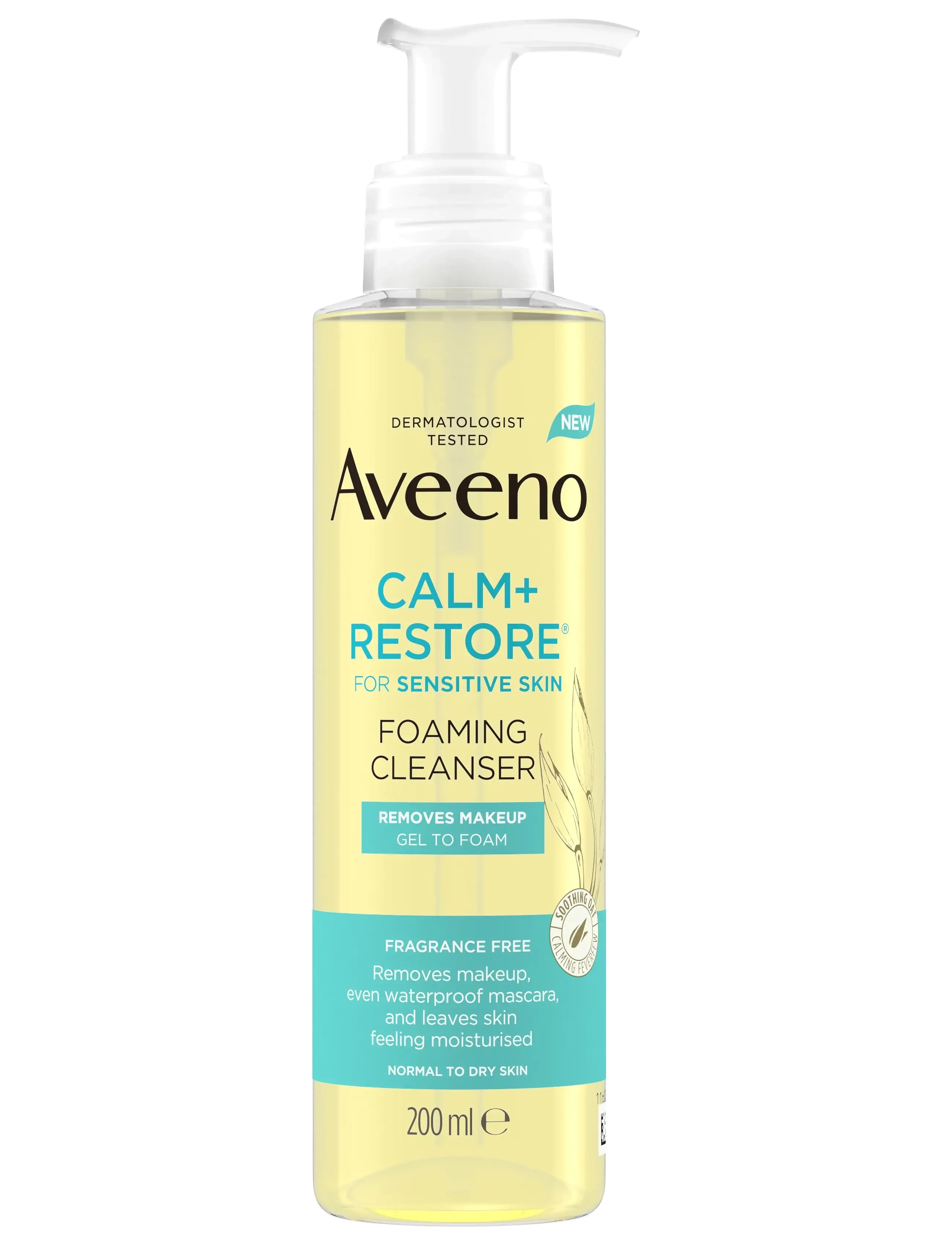 Aveeno Aveeno Calm+Restore Foaming Cleanser 200ml, 200 ml, Nude, Rensemidler > Makeupfjernere, Dame