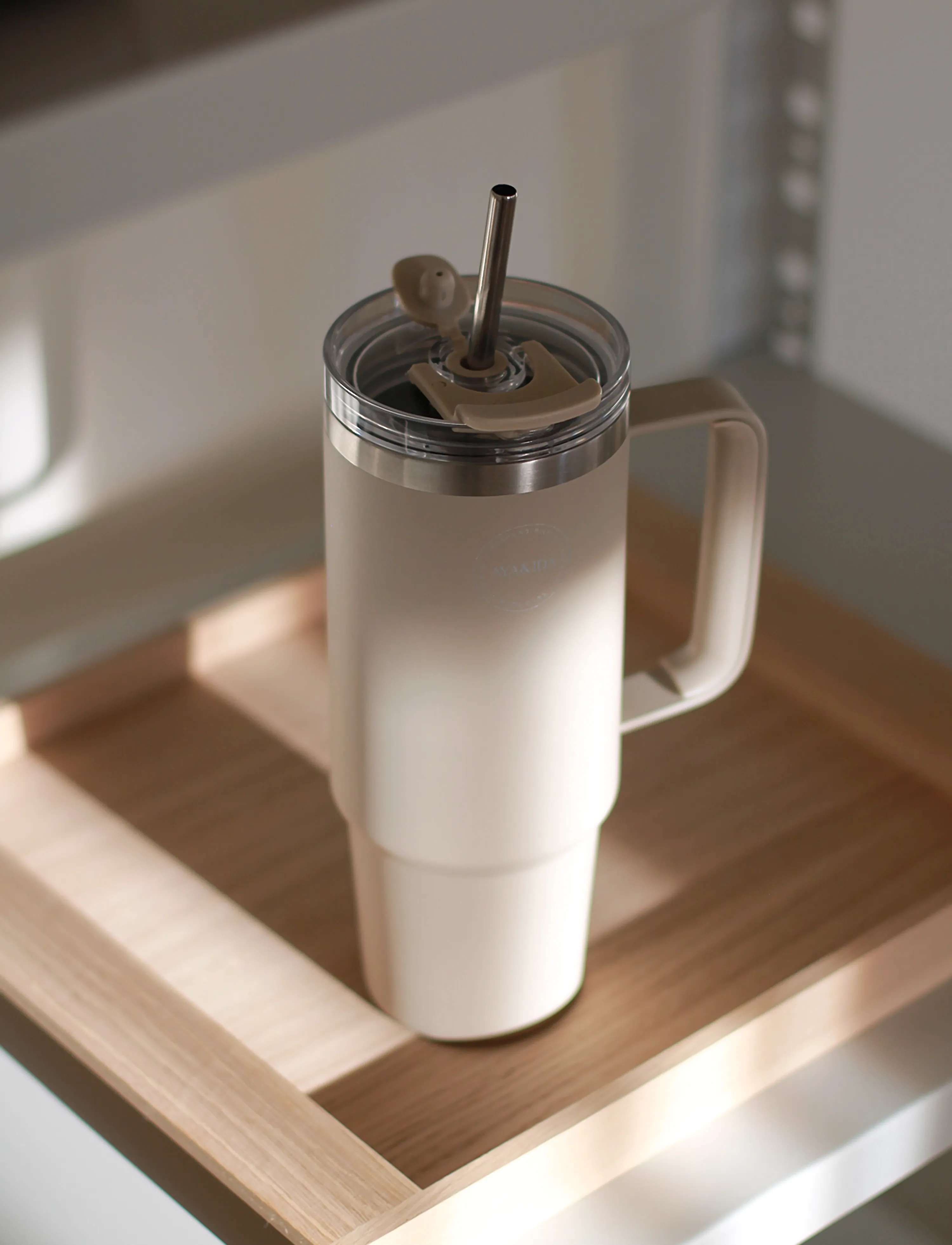 AYA&IDA Thermo Cup With Straw, 885 ml, Cups & Mugs, Beige - Thermal Cups, Homeware