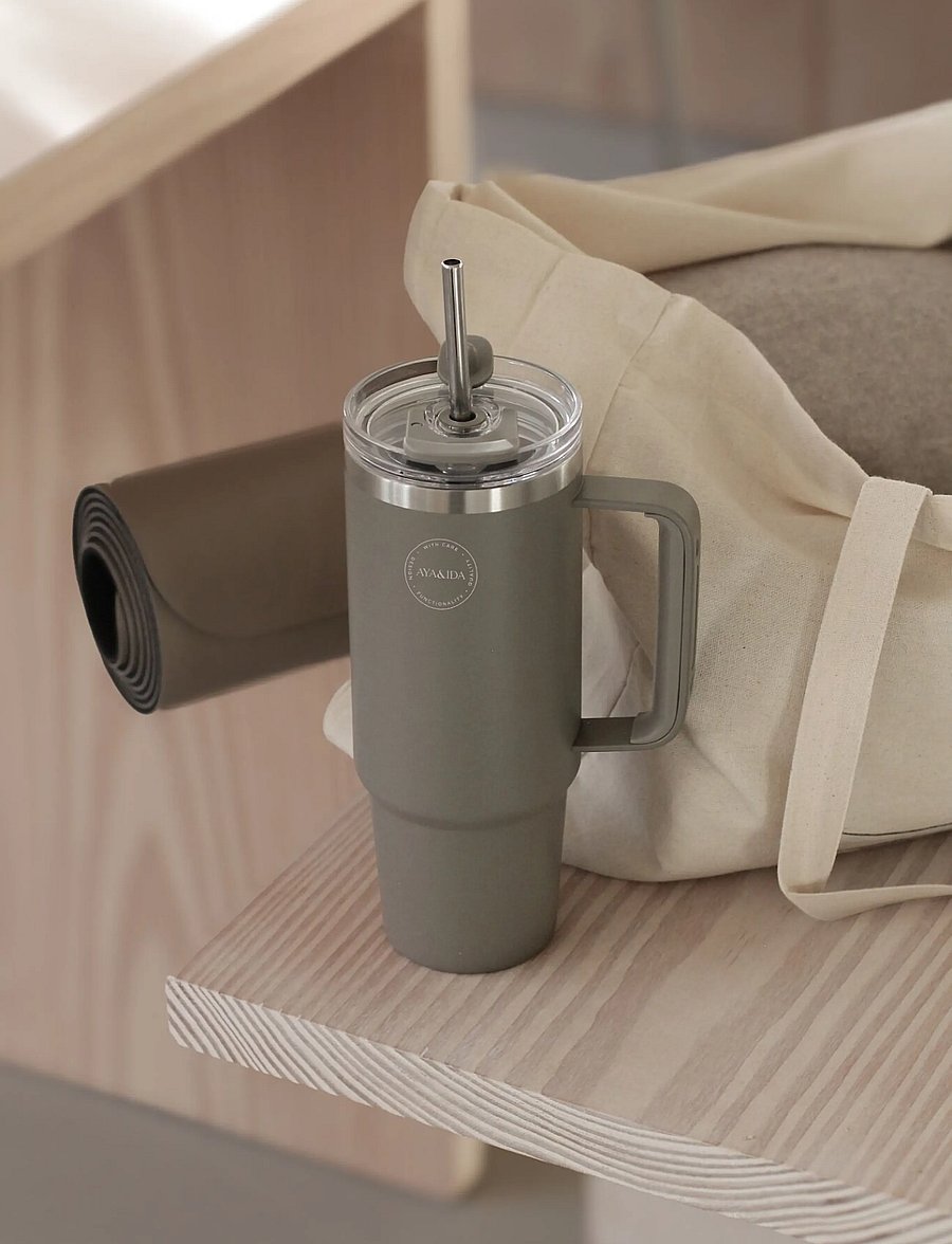 AYA&IDA - Thermo Cup with Straw - termostassid - driftwood - 0