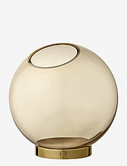 GLOBE vase w. stand - AMBER/GOLD