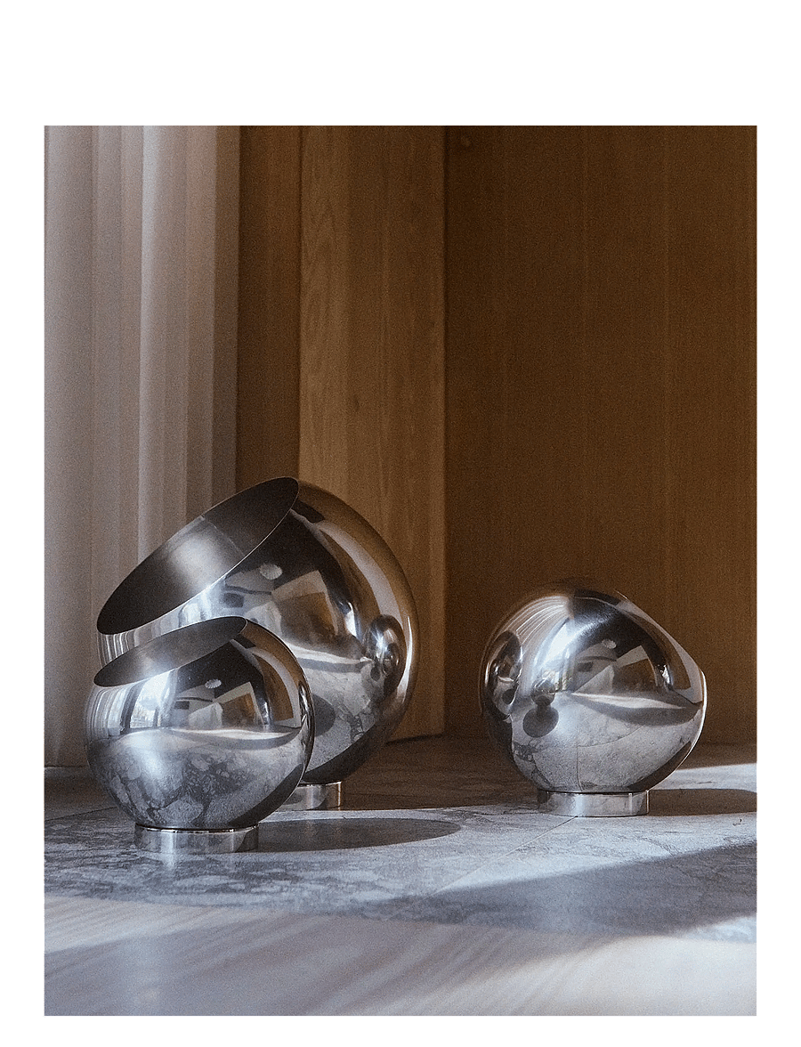 AYTM - GLOBE flowerpot - lillepotid - silver - 2