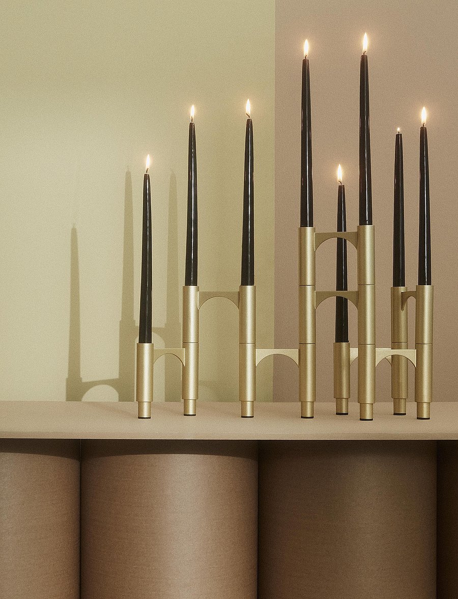 AYTM - COMPONO candleholder set/3 - kerzenhalter & kerzenständer - gold - 4