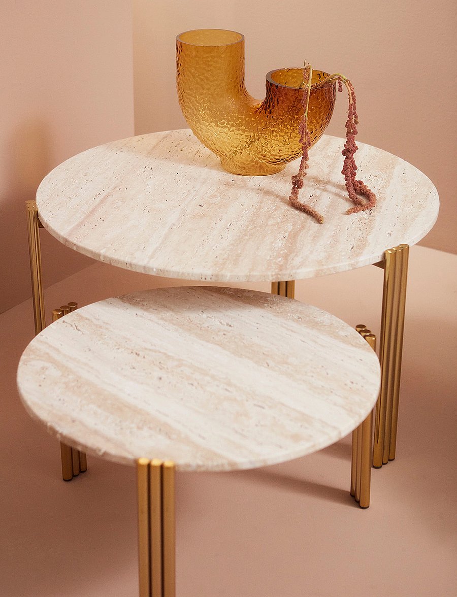 AYTM - TRIBUS coffee table - gold/travertine - 1