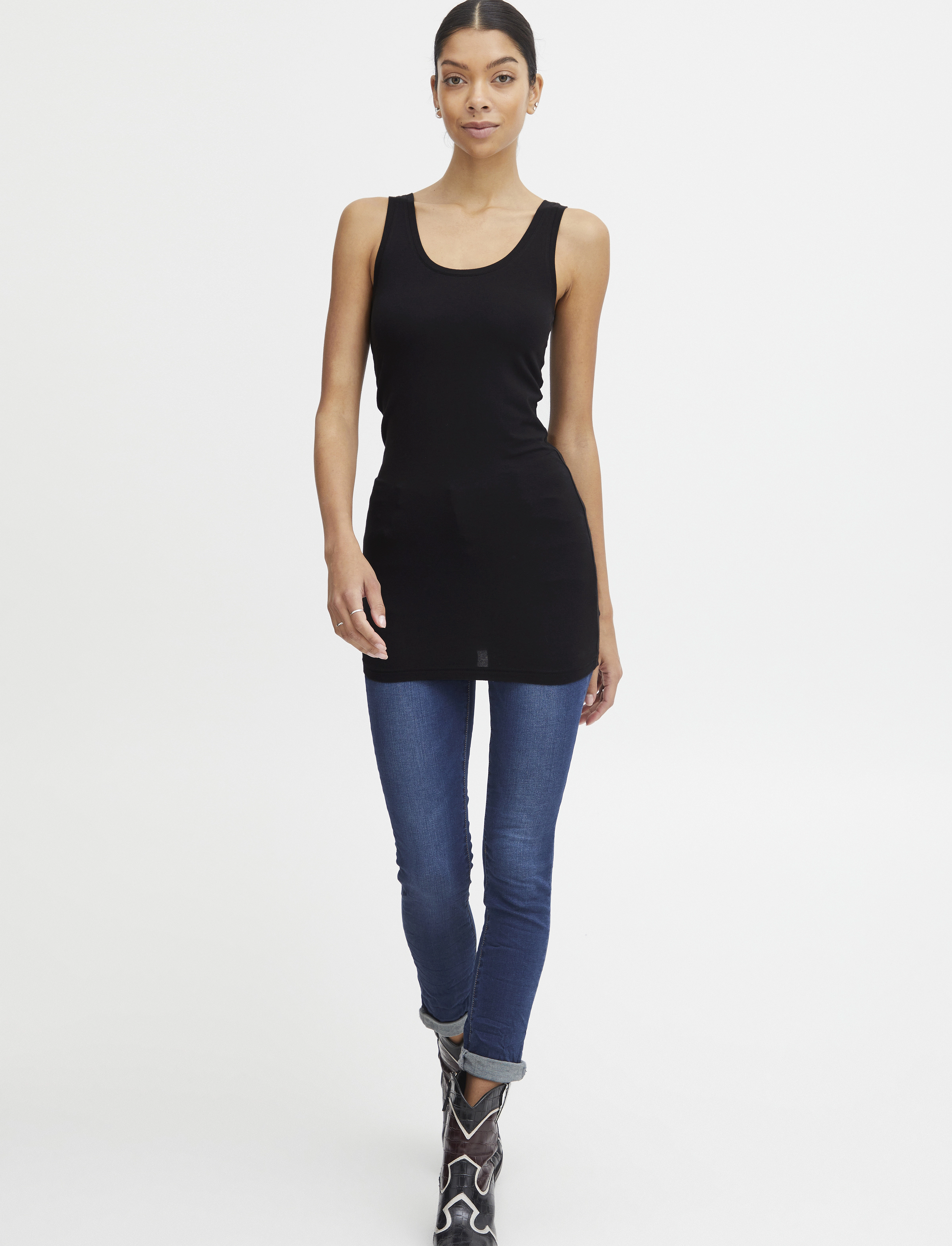 b.young Pamila Long Top, Kvinder, Ærmeløs Lang Top, Sort, Str: S