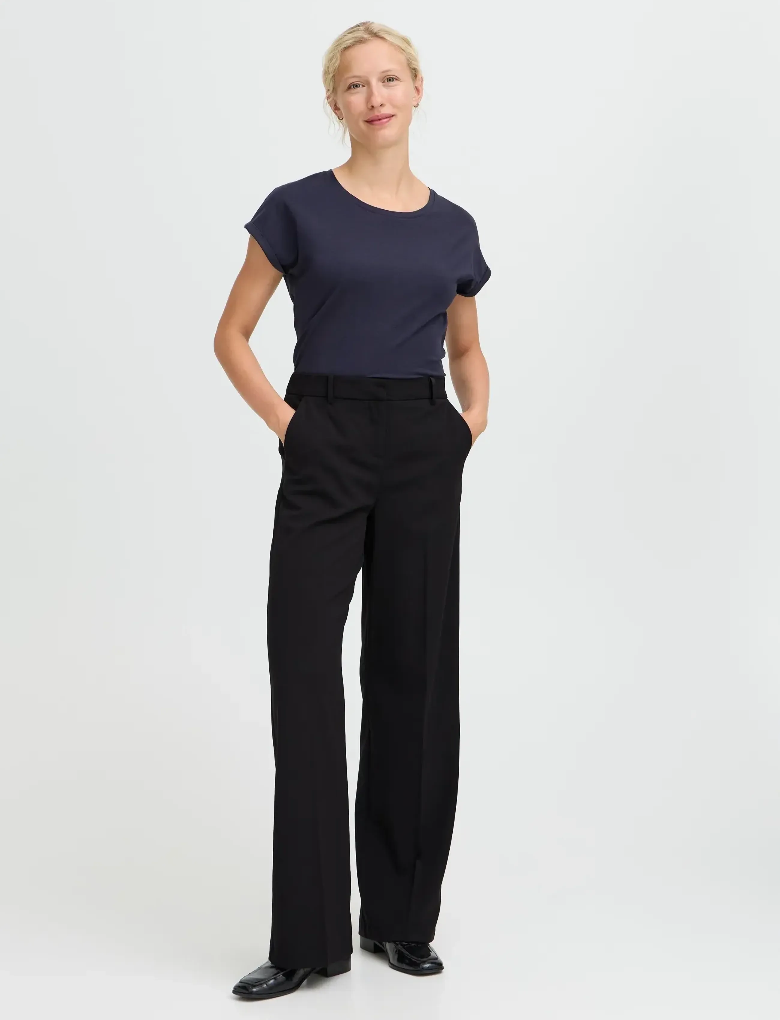 b.young BYDANTA WIDE LEG PANTS 2 - Tøj - BLACK / black