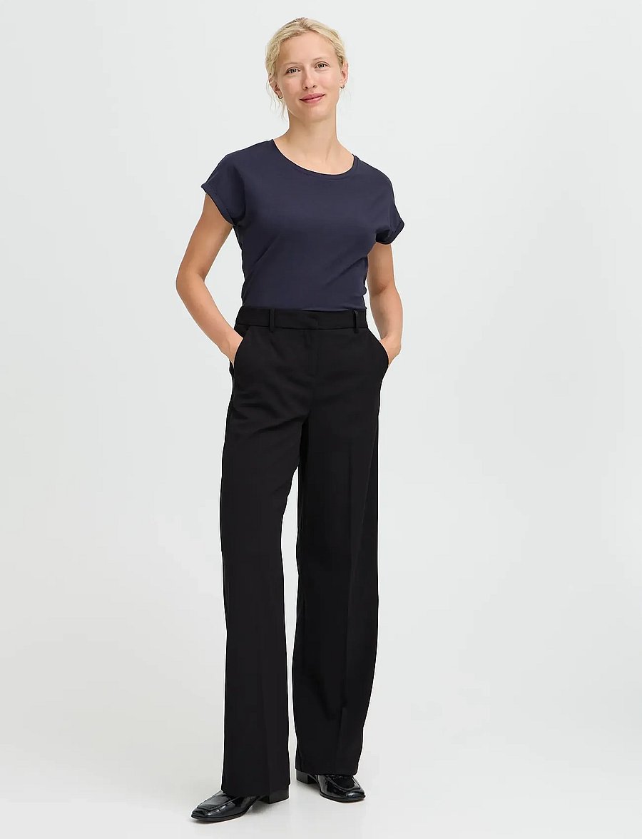 b.young - BYDANTA WIDE LEG PANTS 2 - bukser med brede ben - black - 0