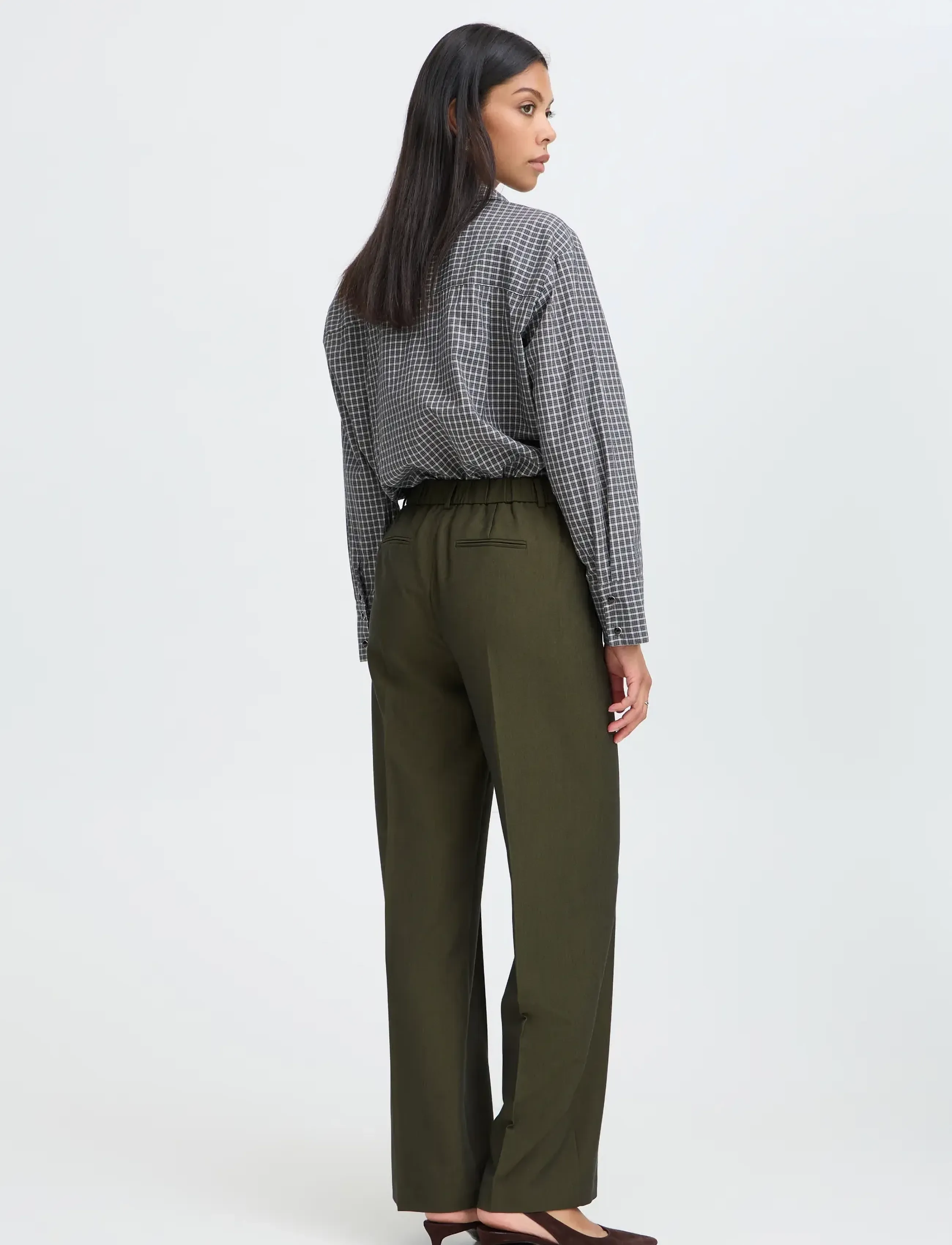 b.young - BYDANTA WIDE LEG PANTS 2 - bukser med brede ben - olive night melange - 3