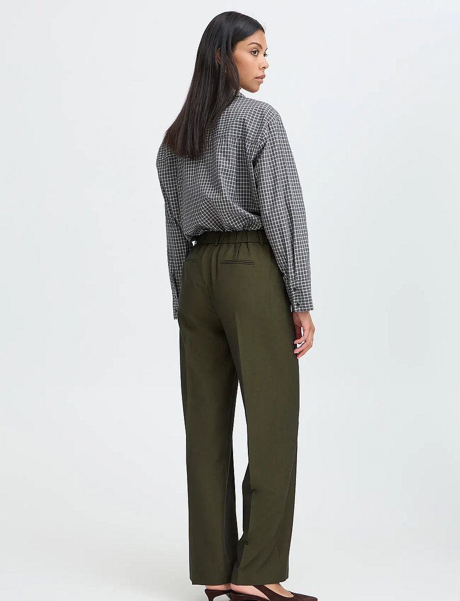 b.young - BYDANTA WIDE LEG PANTS 2 - bukser med brede ben - olive night melange - 3