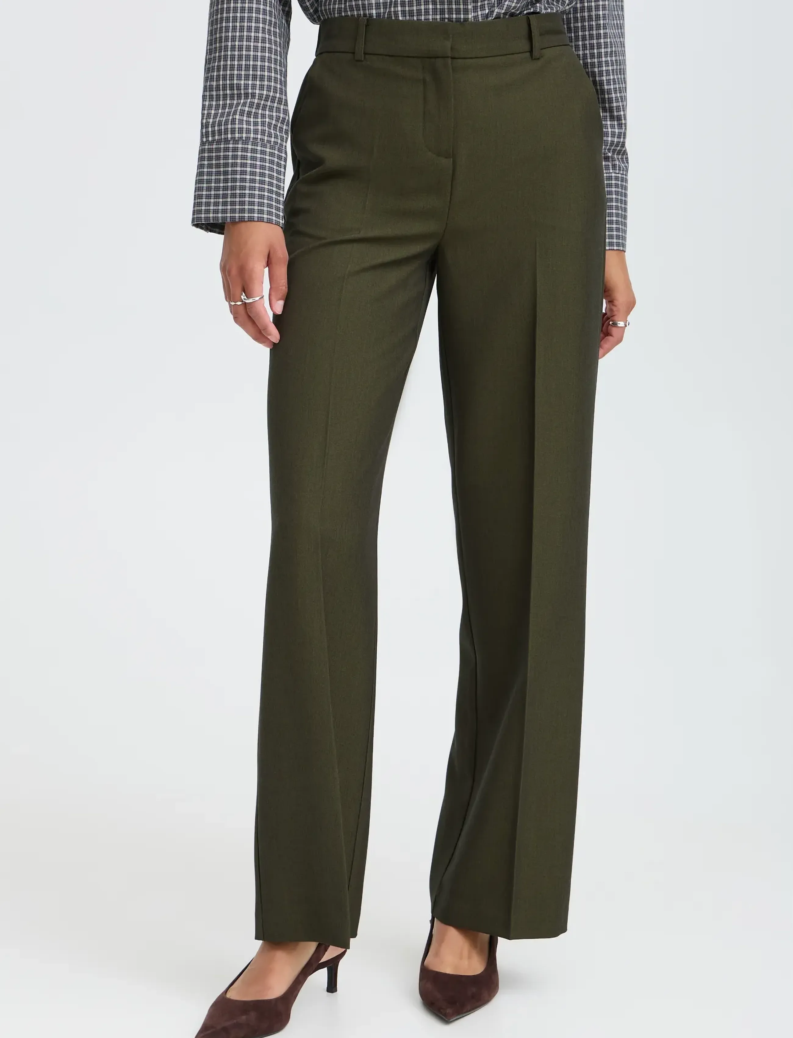 b.young - BYDANTA WIDE LEG PANTS 2 - bukser med brede ben - olive night melange - 5
