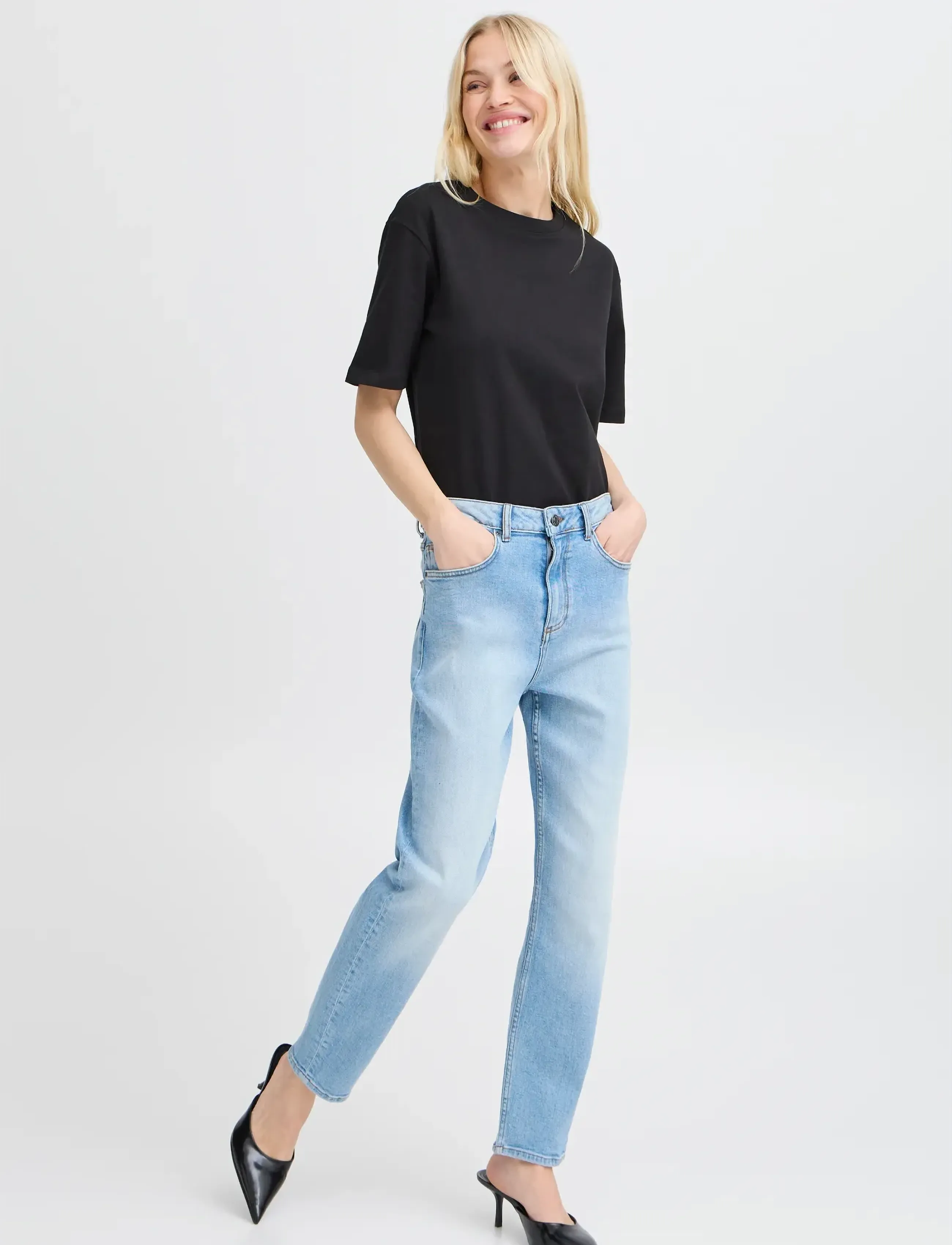 b.young BYTROLLO CREW NECK TSHIRT - T-shirts & Toppe - BLACK / black