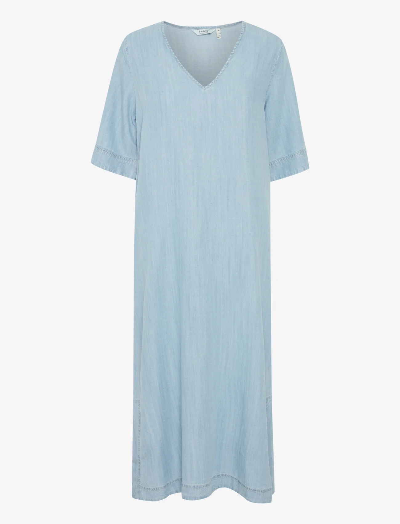 b.young - BYLANA VNECK DRESS 2 - - denim dresses - ligth blue denim - 0