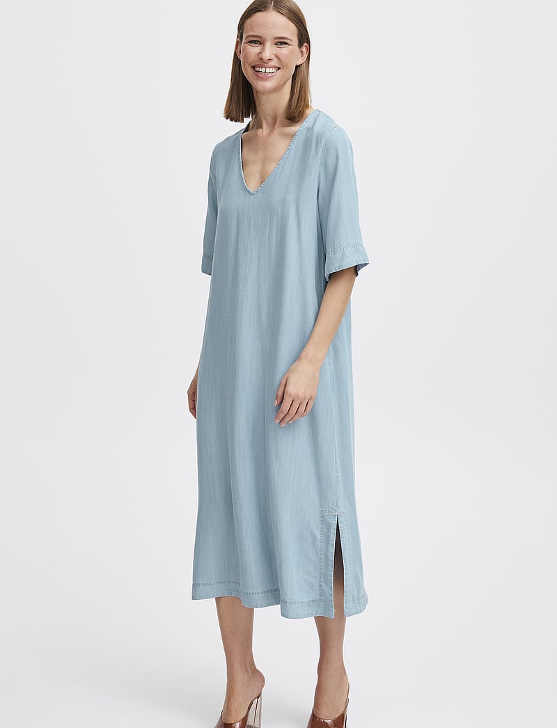 BYLANA VNECK DRESS LIGTH BLUE DENIM - Main Image