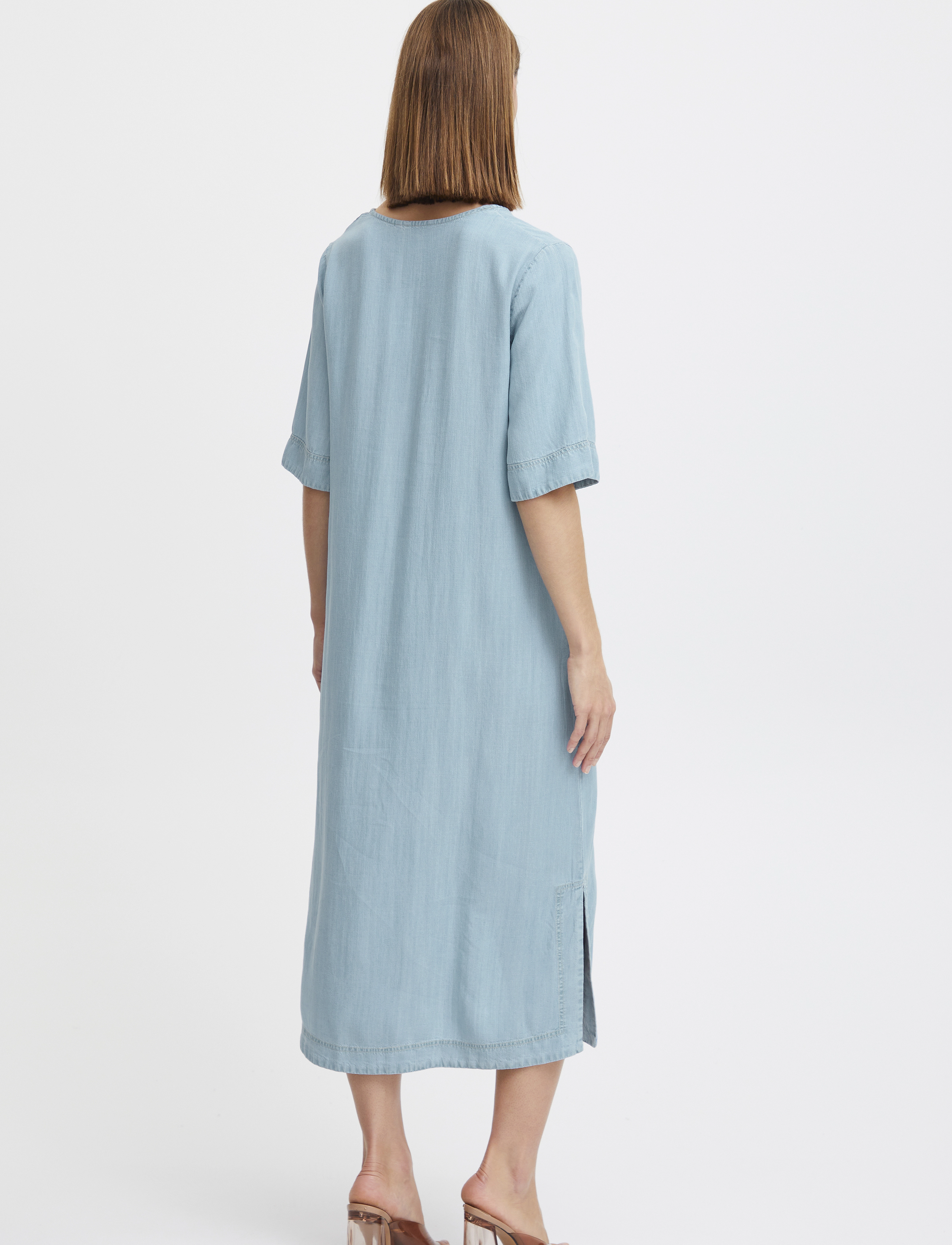 b.young - BYLANA VNECK DRESS 2 - - denimkjoler - ligth blue denim - 3
