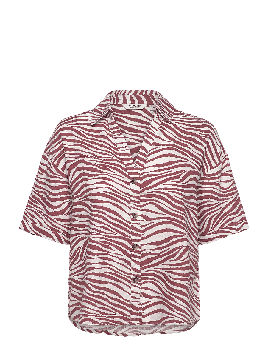 b.young - BYFALAKKA SS SHIRT - - hørskjorter - animal light mahogany mix - 0