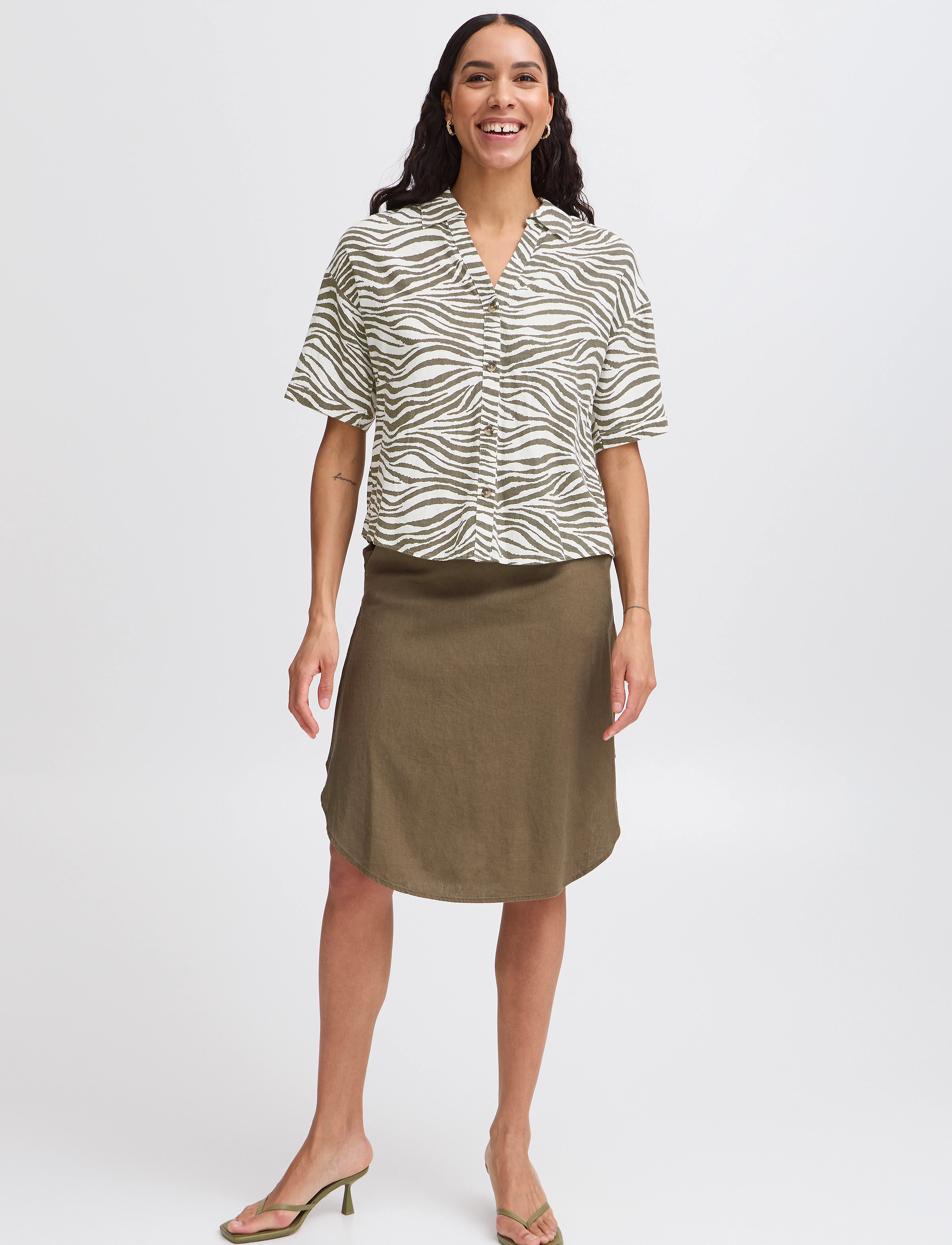 b.young - BYFALAKKA SS SHIRT - - linneskjortor - animal kalamata mix - 5