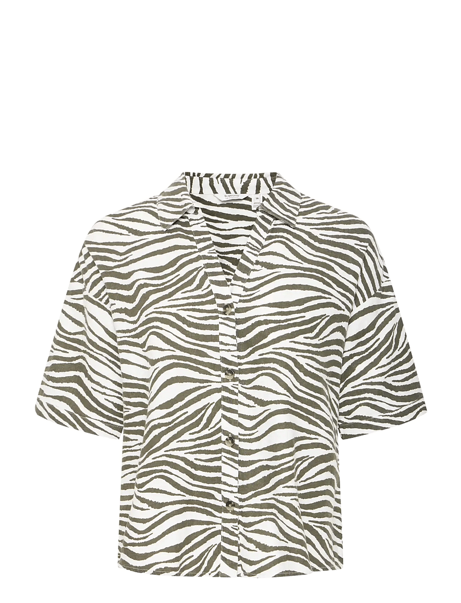 b.young - BYFALAKKA SS SHIRT - - linen shirts - animal kalamata mix - 1