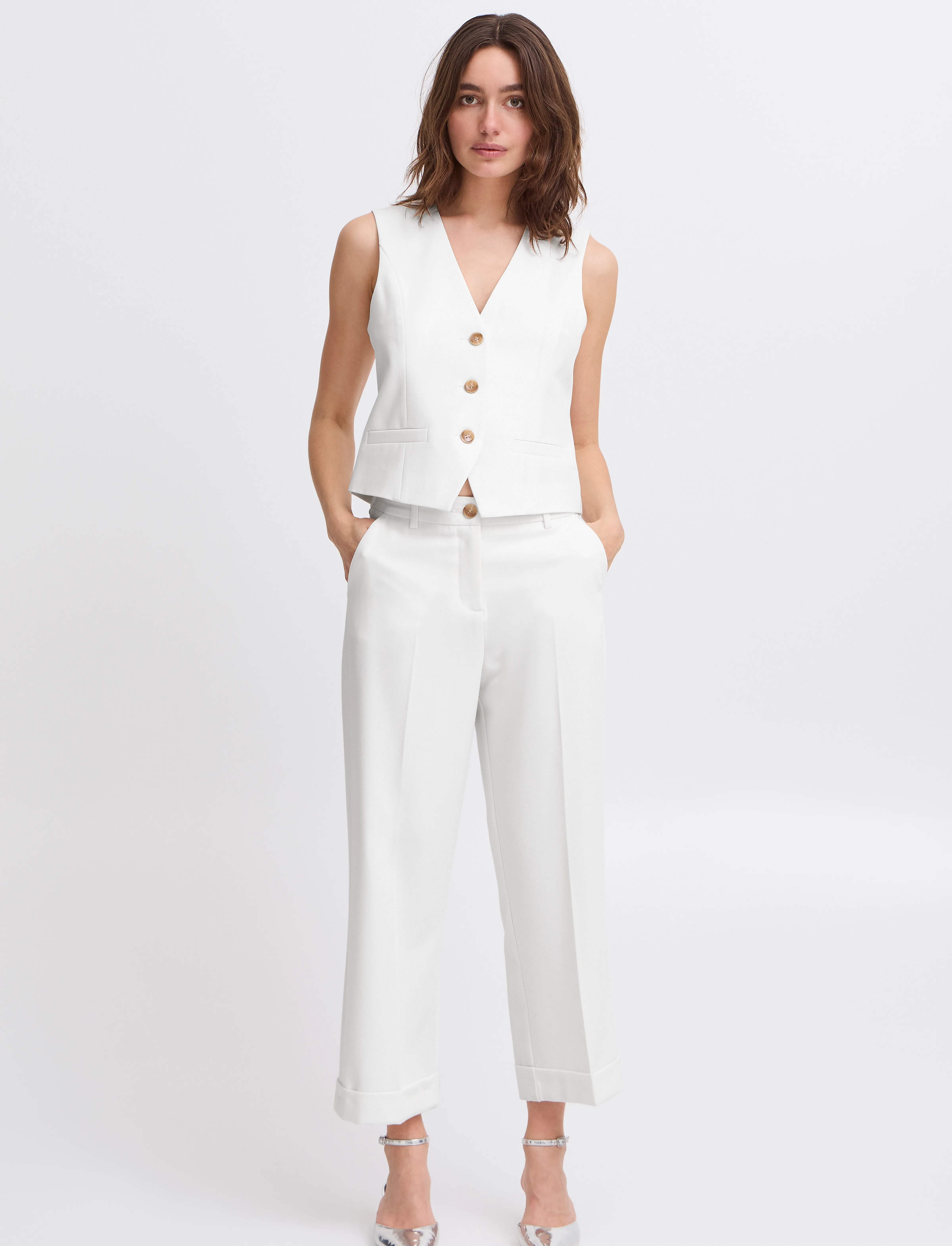 b.young Bydeceri Cuff Pants -, 40, Trousers, Weiß - Culottes, Frauen