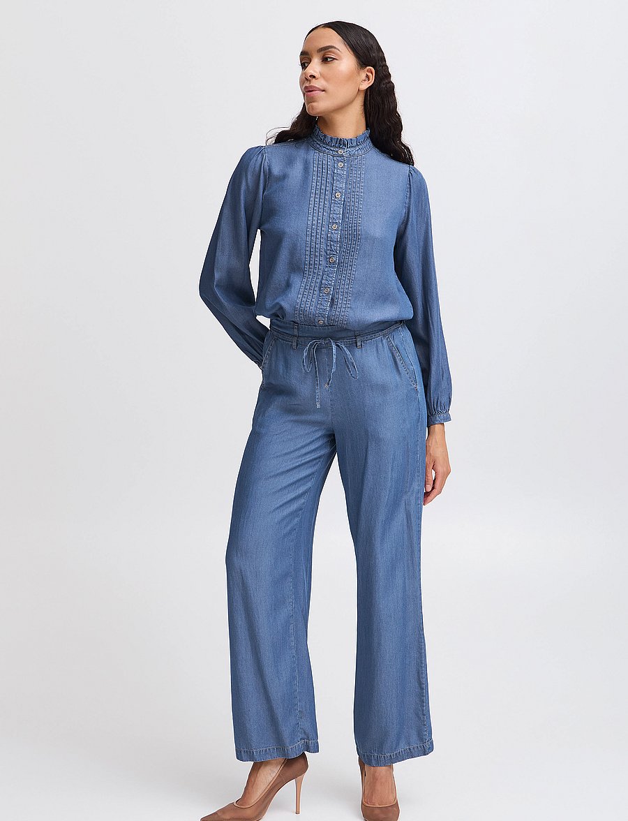 b.young - BYKOSMO WIDE PANTS - - mid blue denim - 0