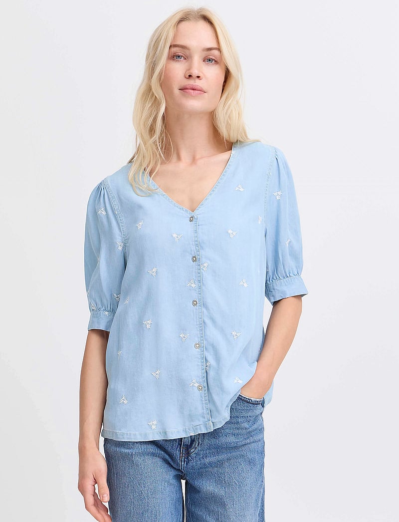 b.young - BYKOSMO V SHIRT - - short-sleeved shirts - light blue denim flower - 4