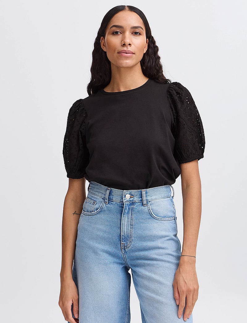 b.young - BYSUMMER PUFF SLEEVE TEE - - t-shirts - black - 4