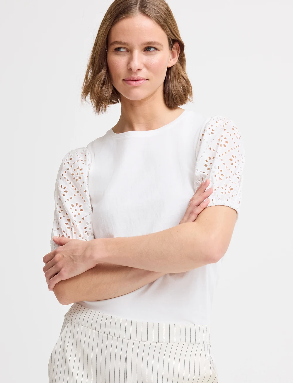 b.young - BYSUMMER PUFF SLEEVE TEE - - t-shirts - marshmallow - 4